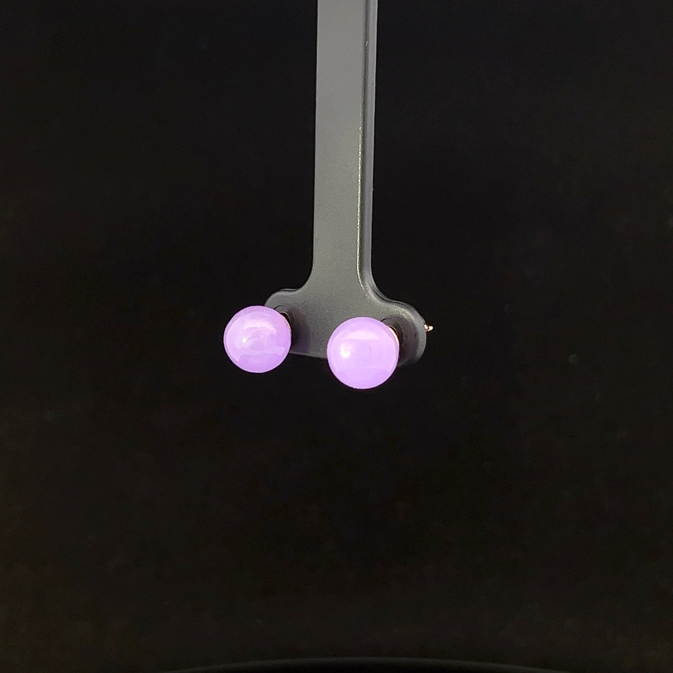 Aquaria 14K Yellow Gold Purple Jade Stud Earrings
