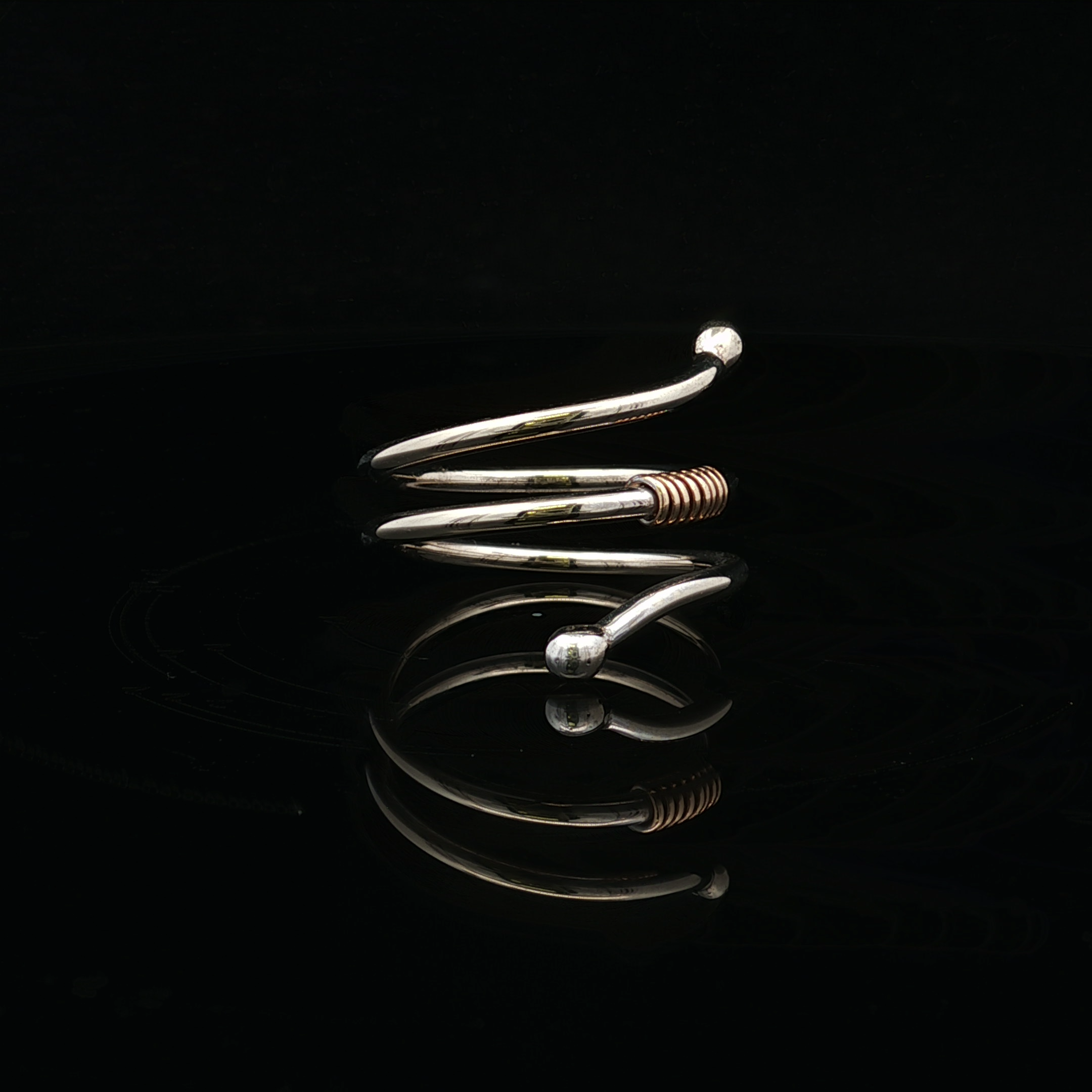 Bridget 14K White Gold Loop Ring with Swirl Center by Kathryn