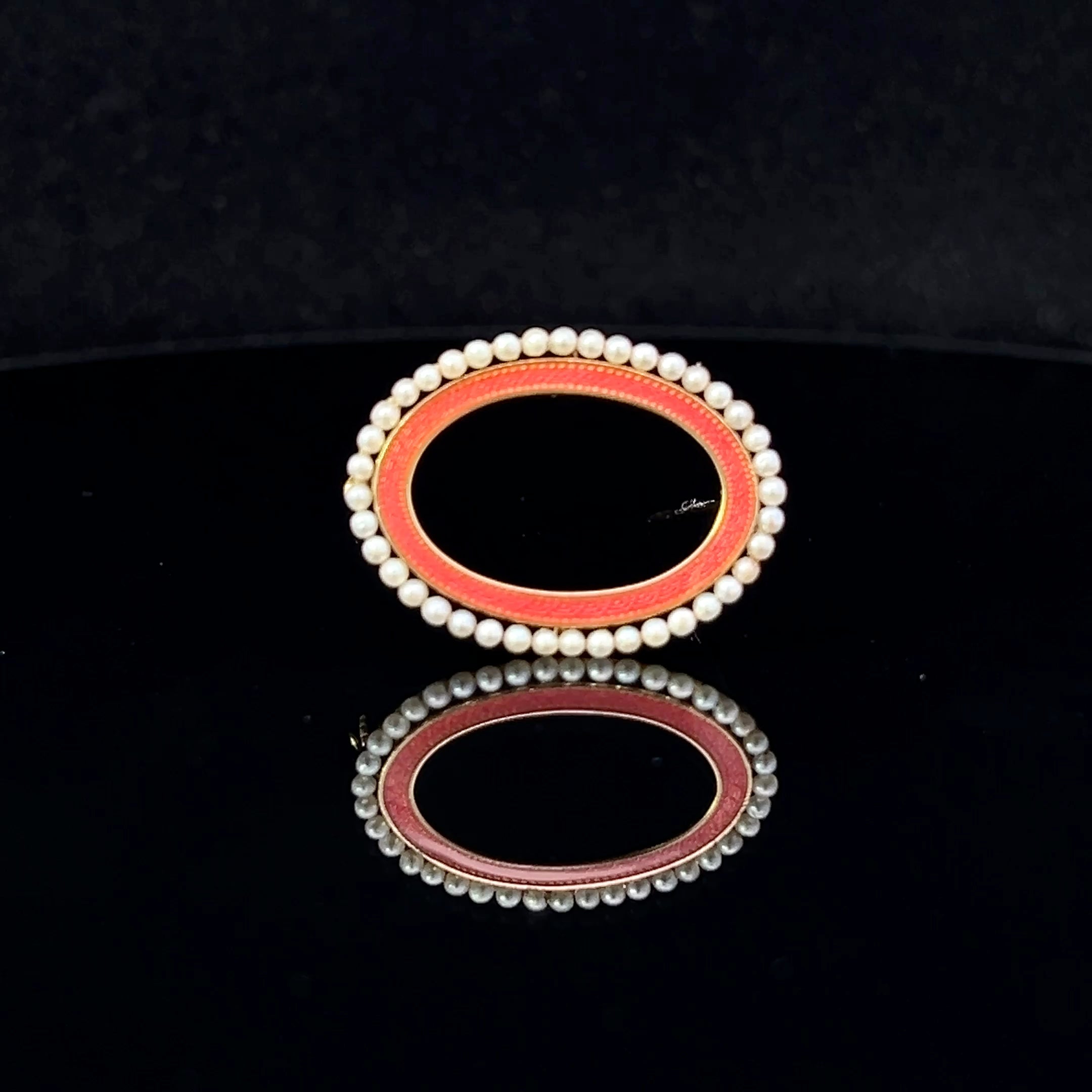 Ellison 14K Yellow Gold Oval Seed Pearl & Enamel Pin