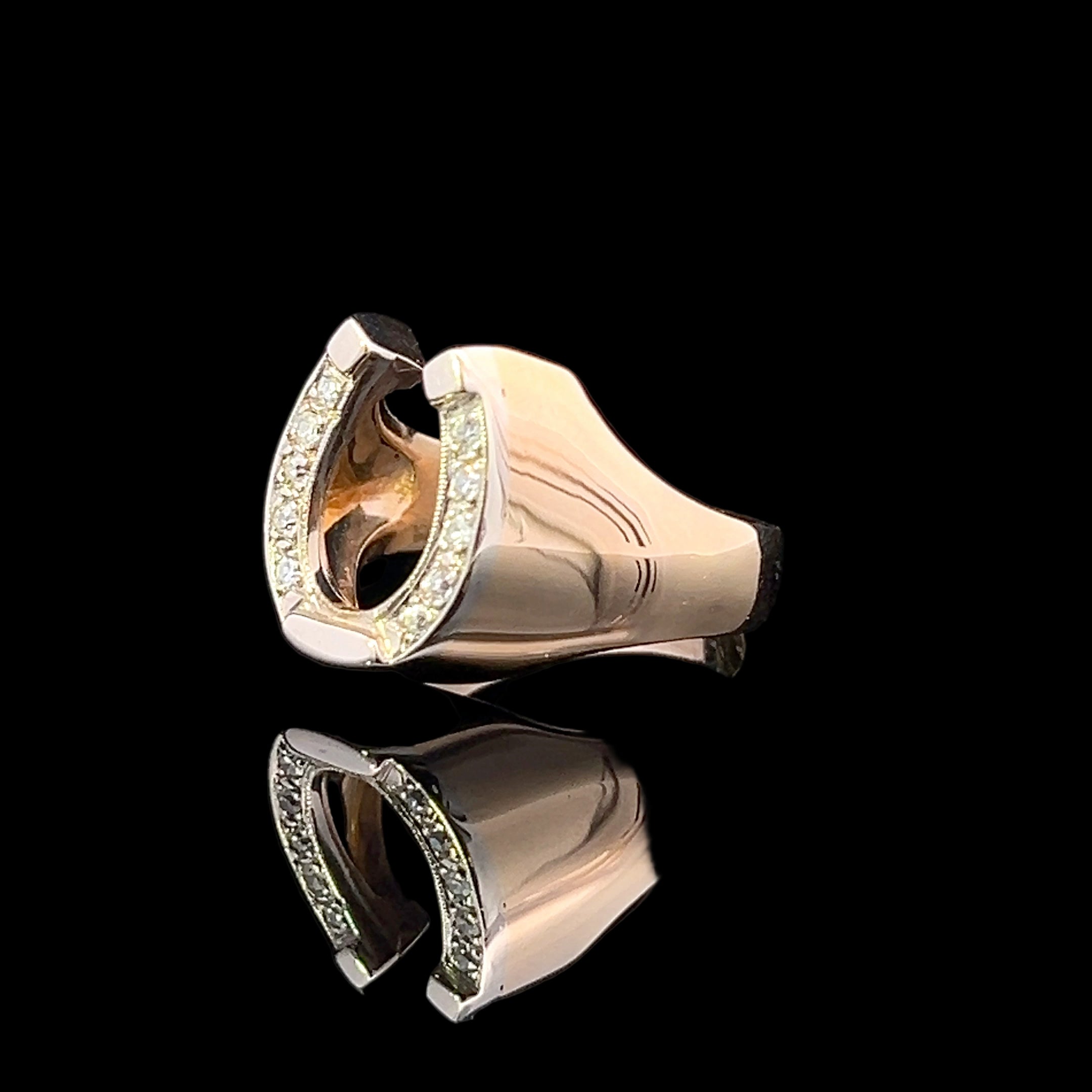 Harry 14K Yellow Gold Diamond Horseshoe Ring