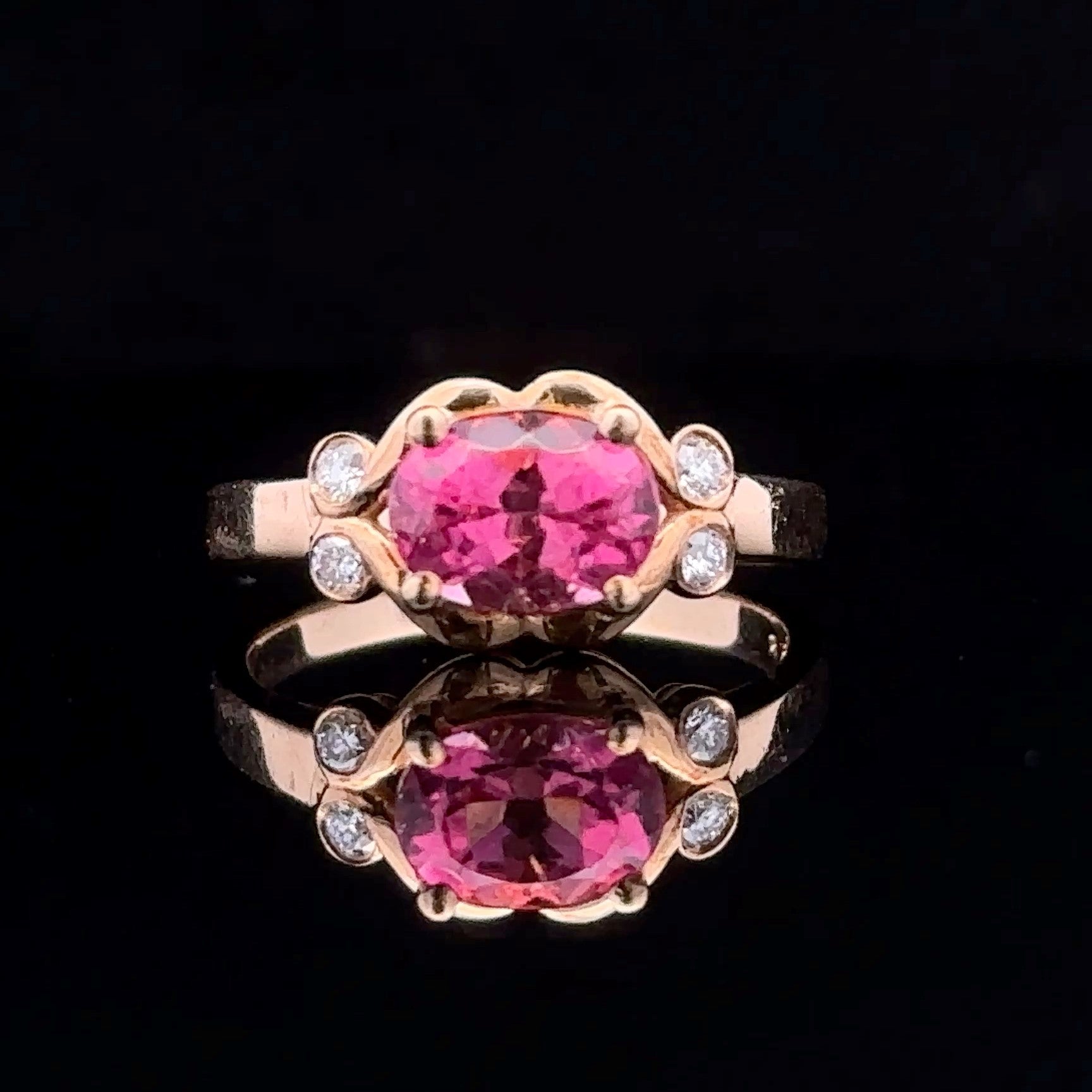 Rayne 14K Yellow Gold Oval Pink Tourmaline and Diamond Ring