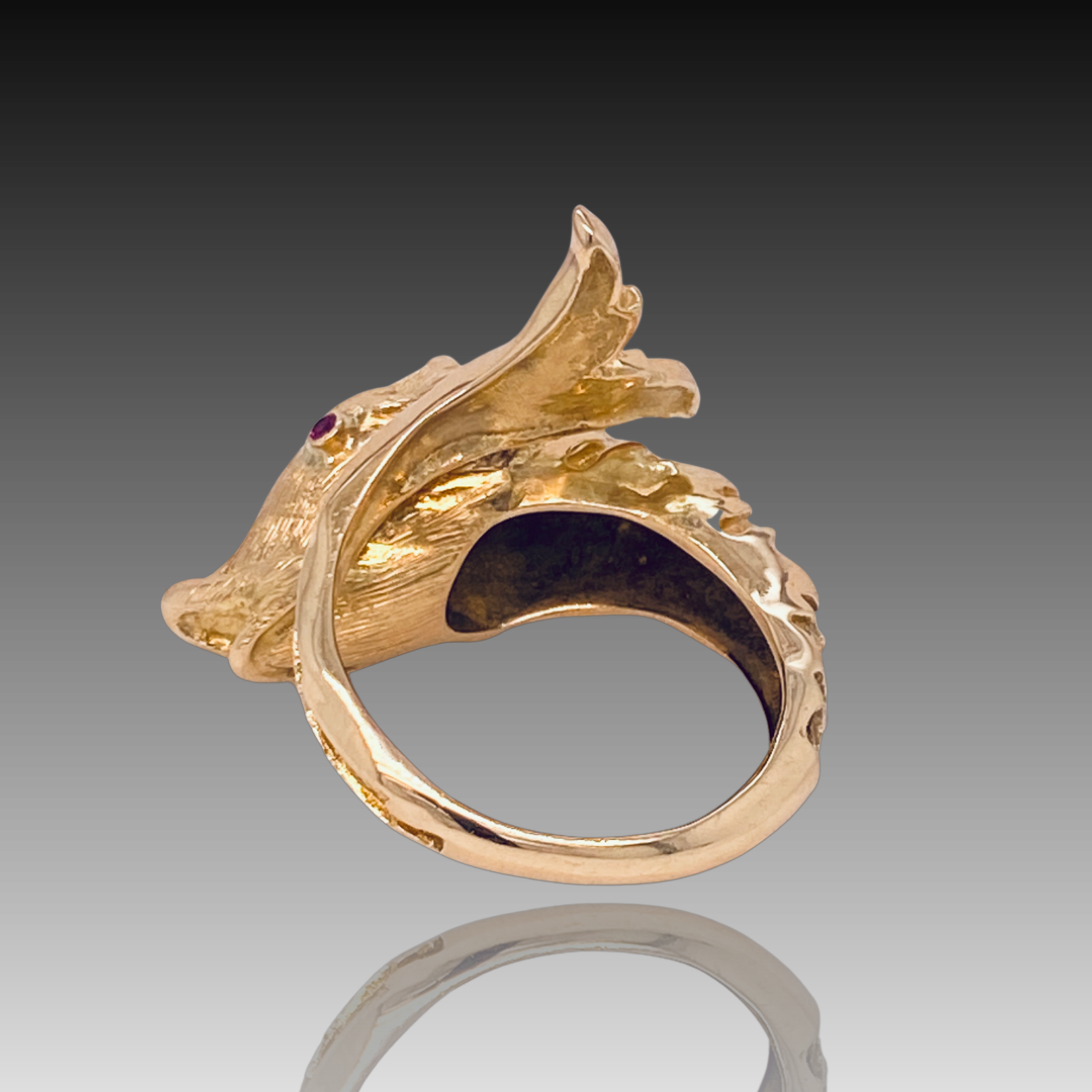 Norah 18KY Koi Fish with Ruby Eyes Ring