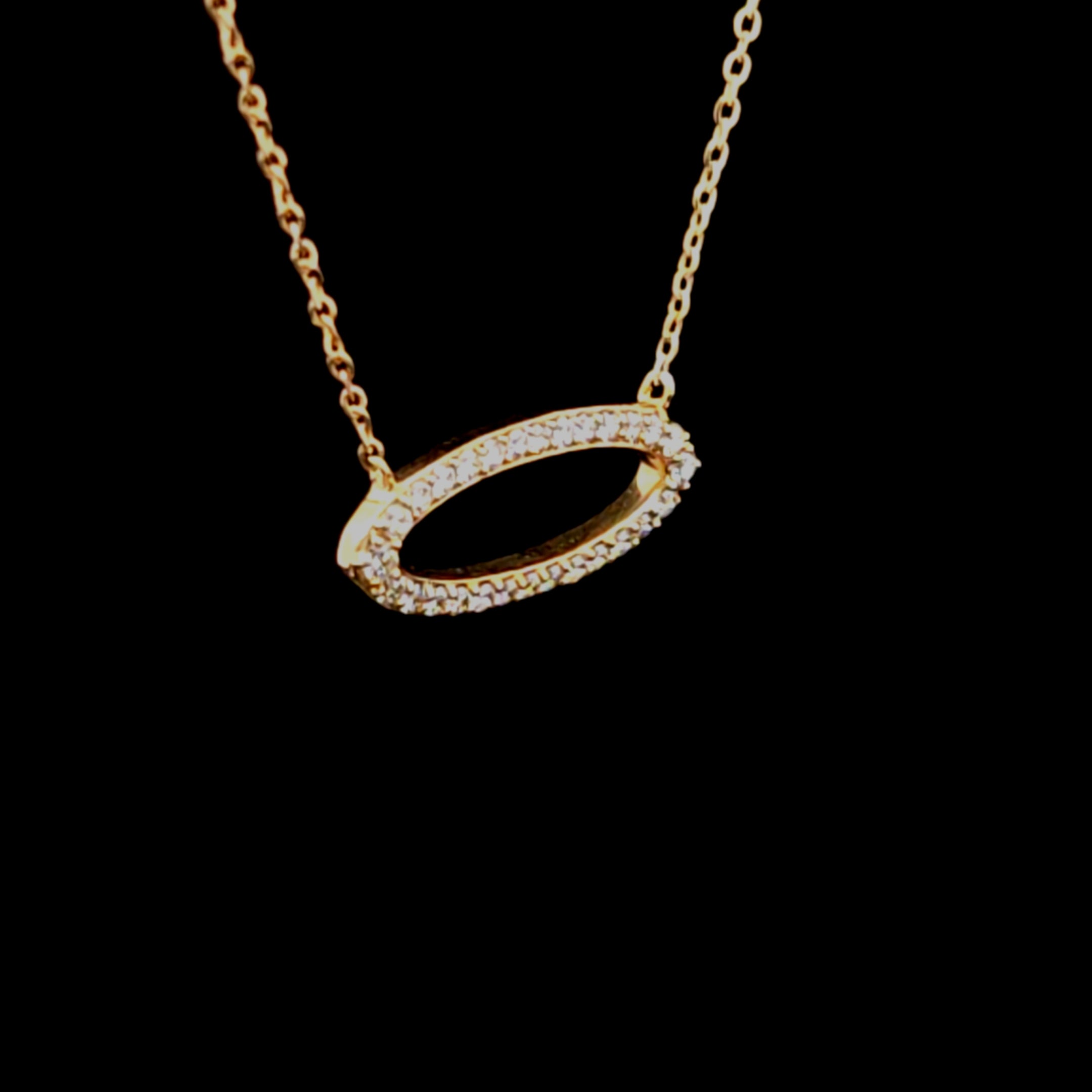 Nat 18K Yellow Gold Oval Diamond Necklace – Adjustable 16–18 Inch
