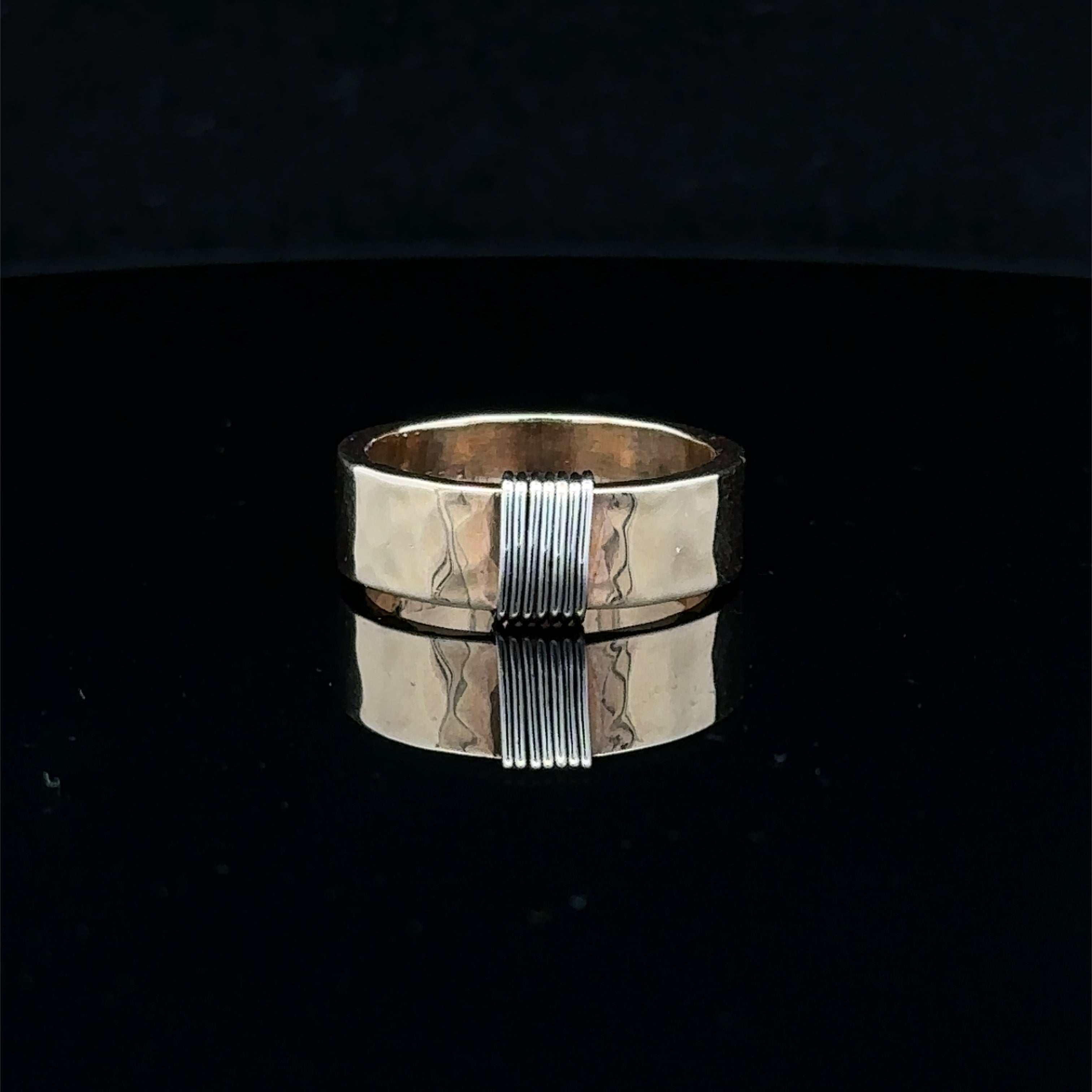 Oslo 14KY Hammered Ring with 14KW Wrap