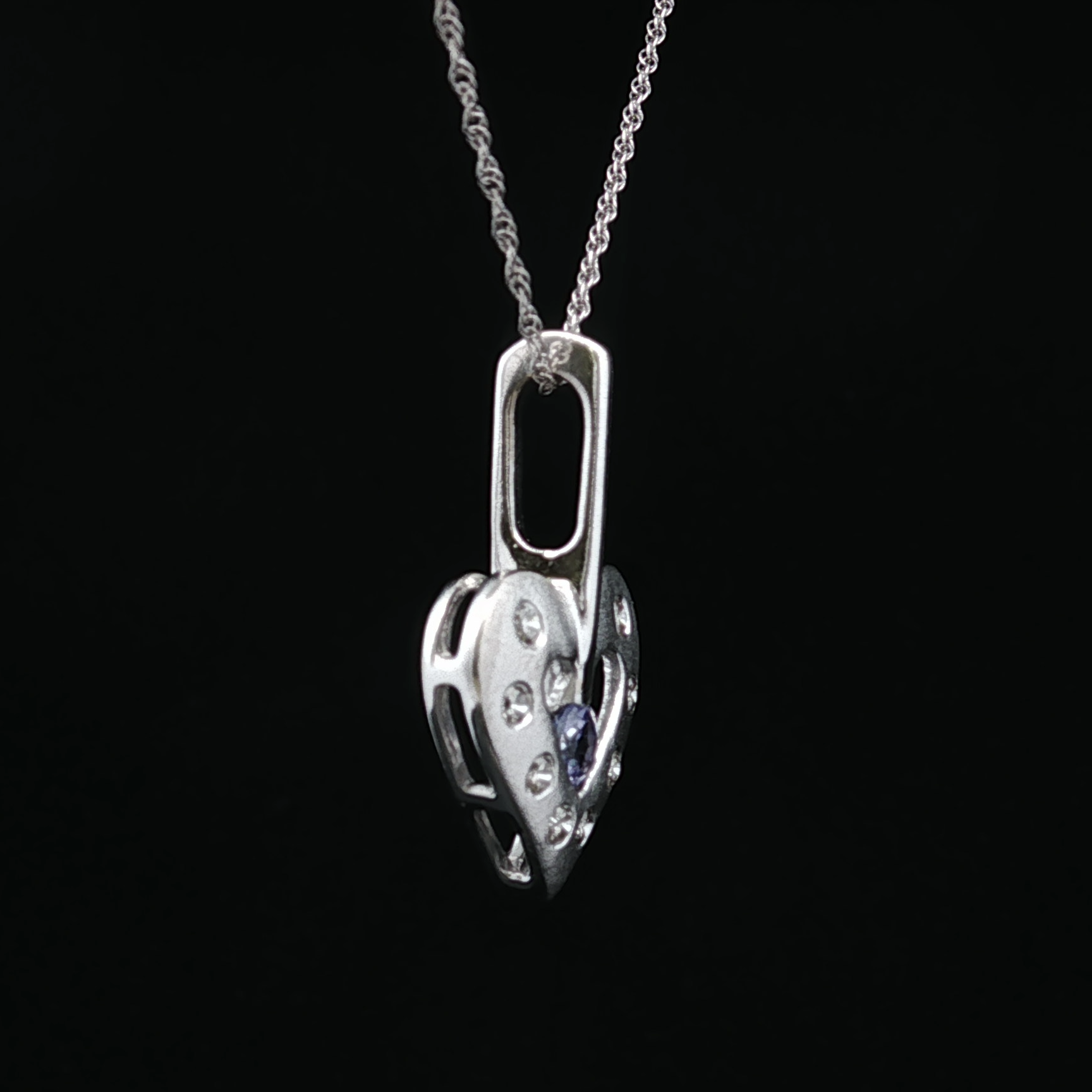 Arlenea 14K White Gold Tanzanite Heart Necklace
