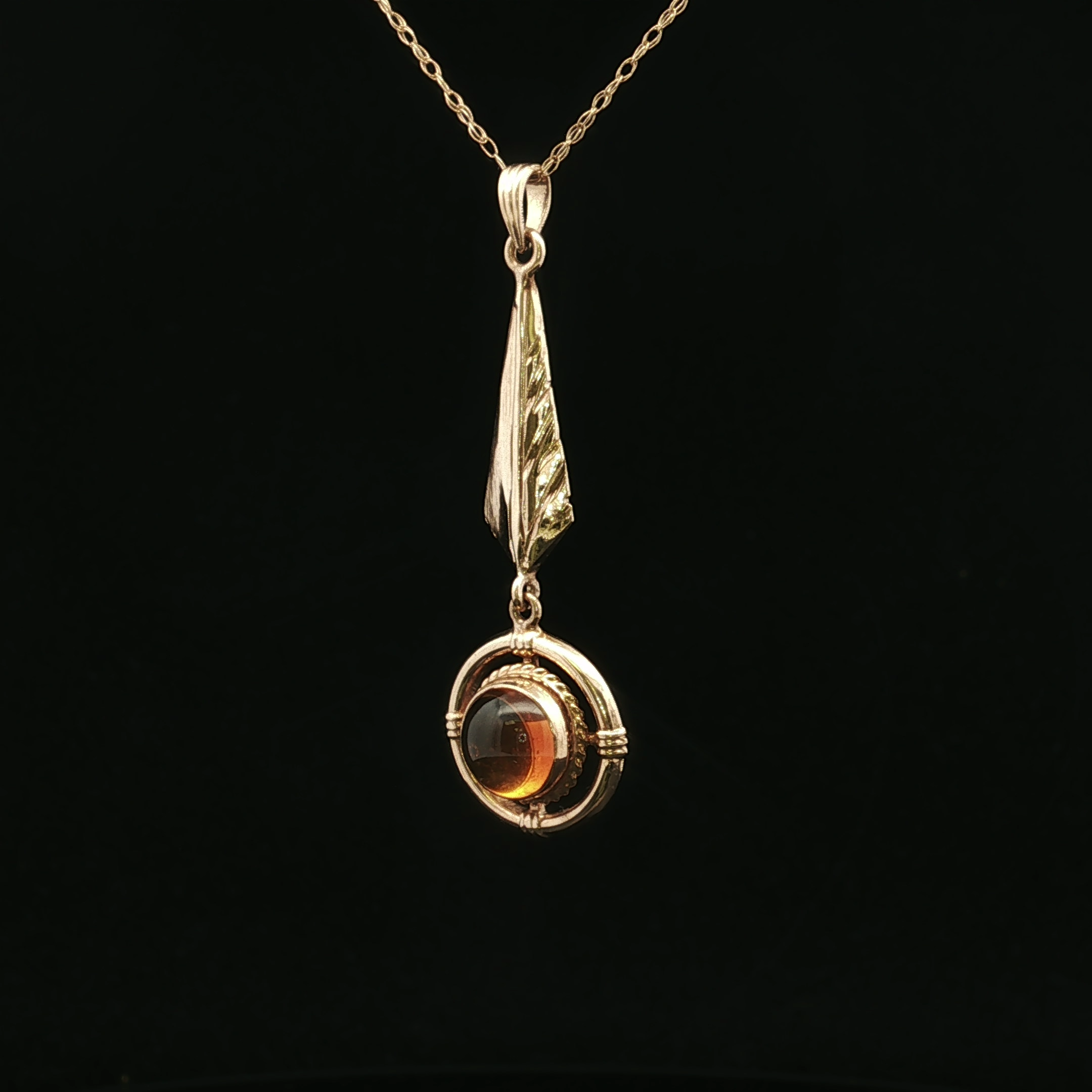 Whitney 10K Yellow Gold Round Amber Drop Necklace