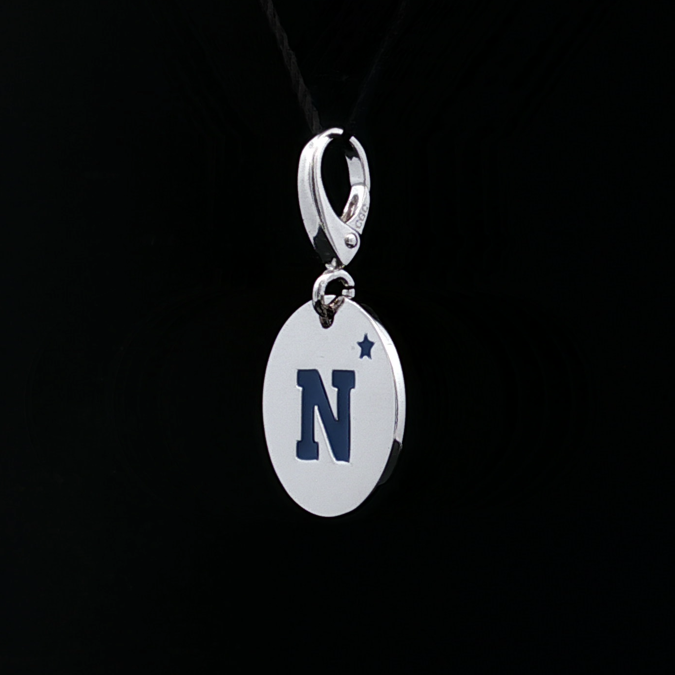 Silver Polished SS Navy "N" Charm with Lobster Clasp