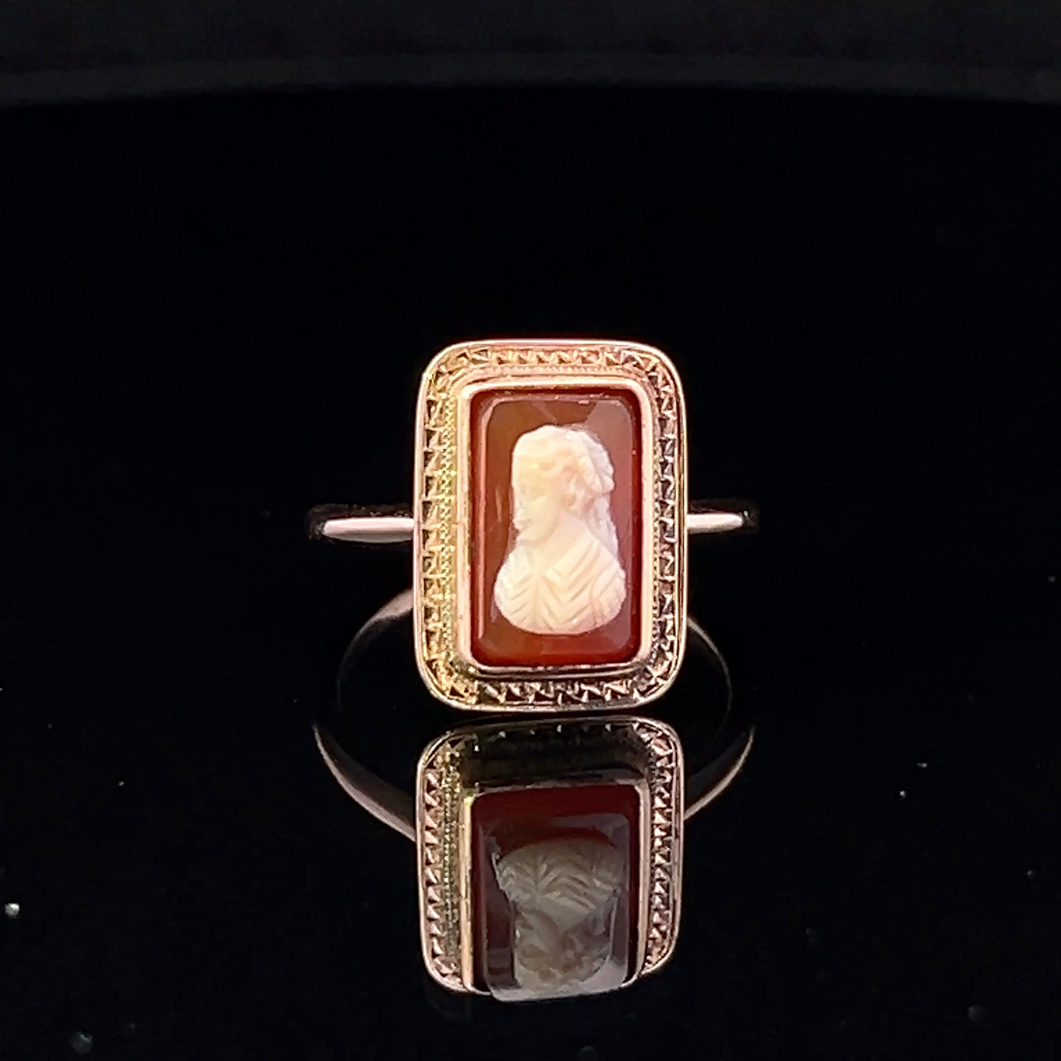 Octavia 14K Yellow Gold Rectangle Cameo Ring