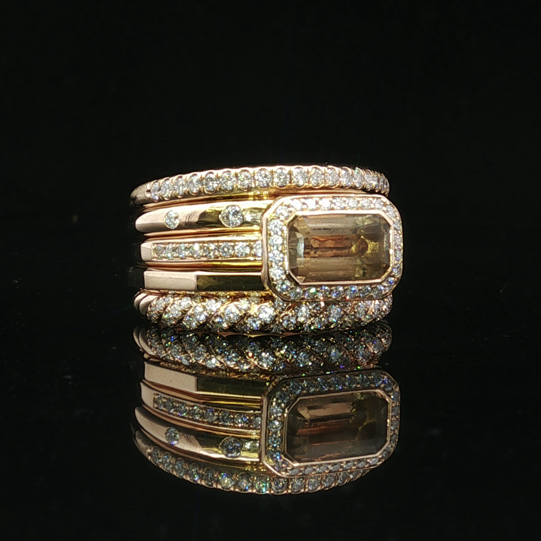18K Yellow Gold Citrine & Diamond Ring by David Yurman