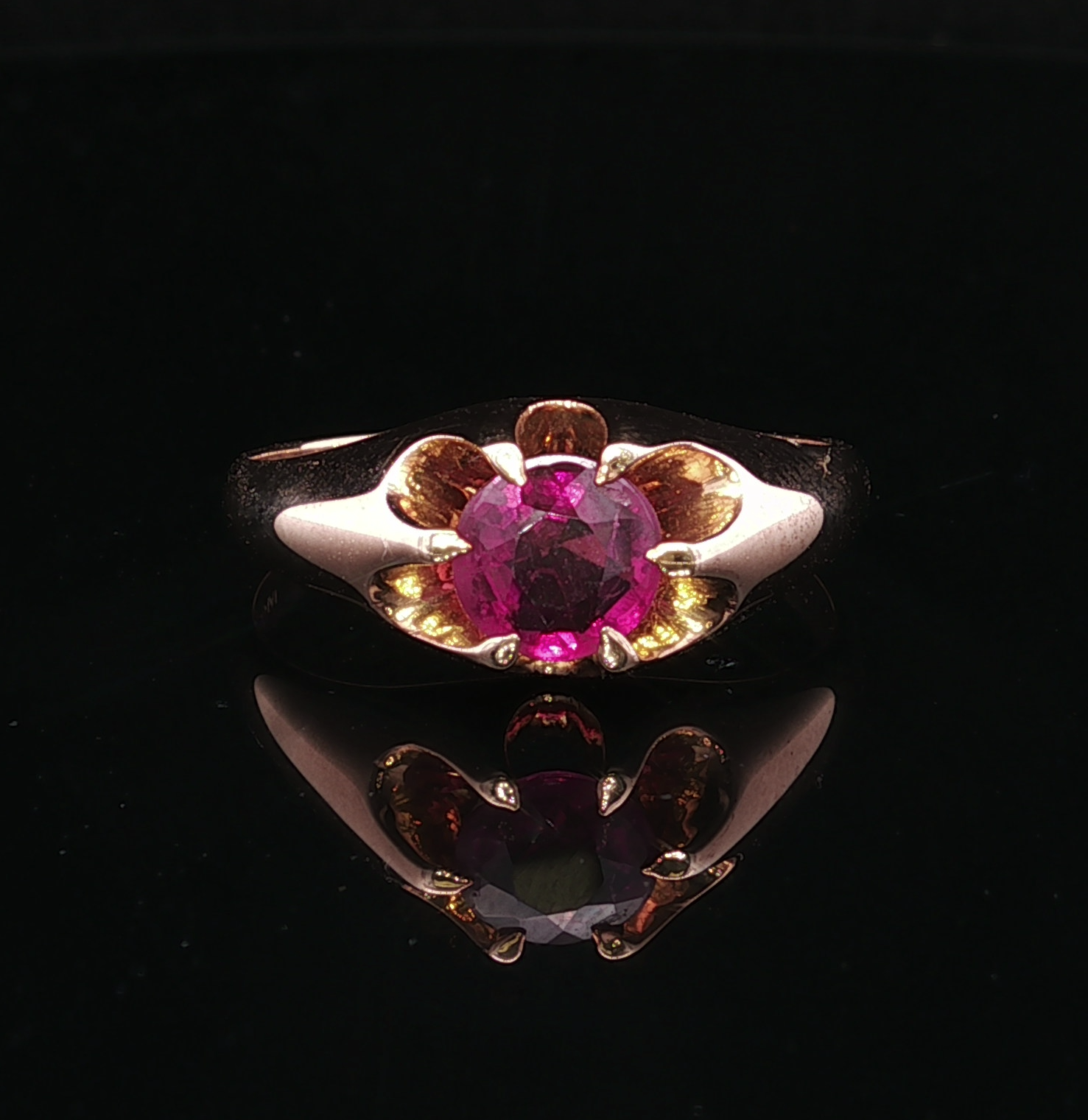 Javier 10K Yellow Gold Red Stone Ring