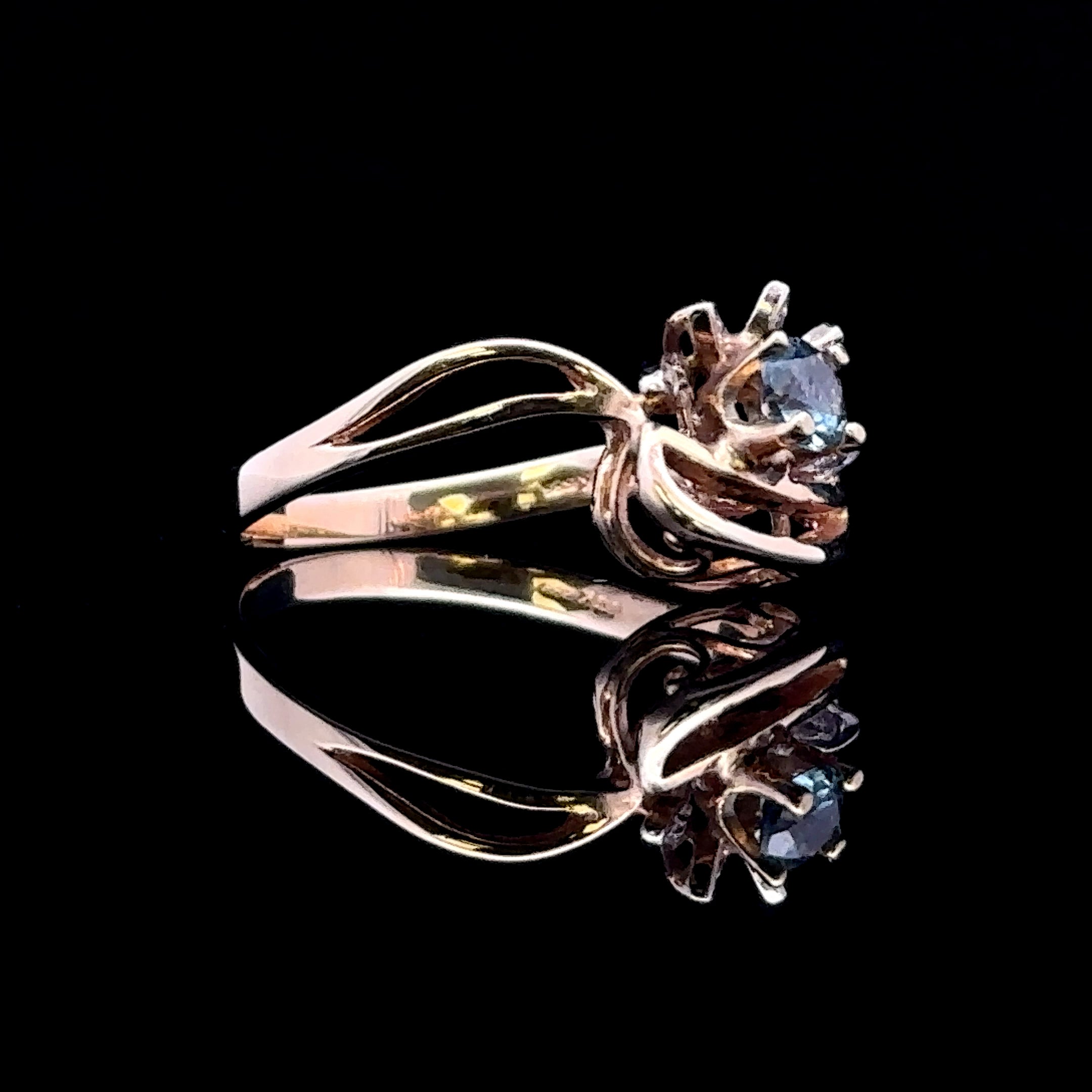 Carly 14K Yellow Gold Aquamarine and Diamond Ring, Size 8