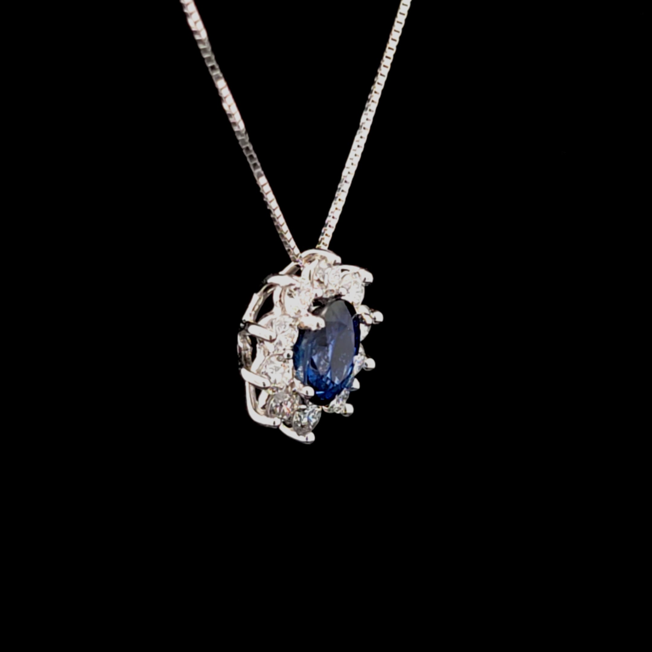 Adalyn 18K White Gold Floral Sapphire Necklace – 17-Inch
