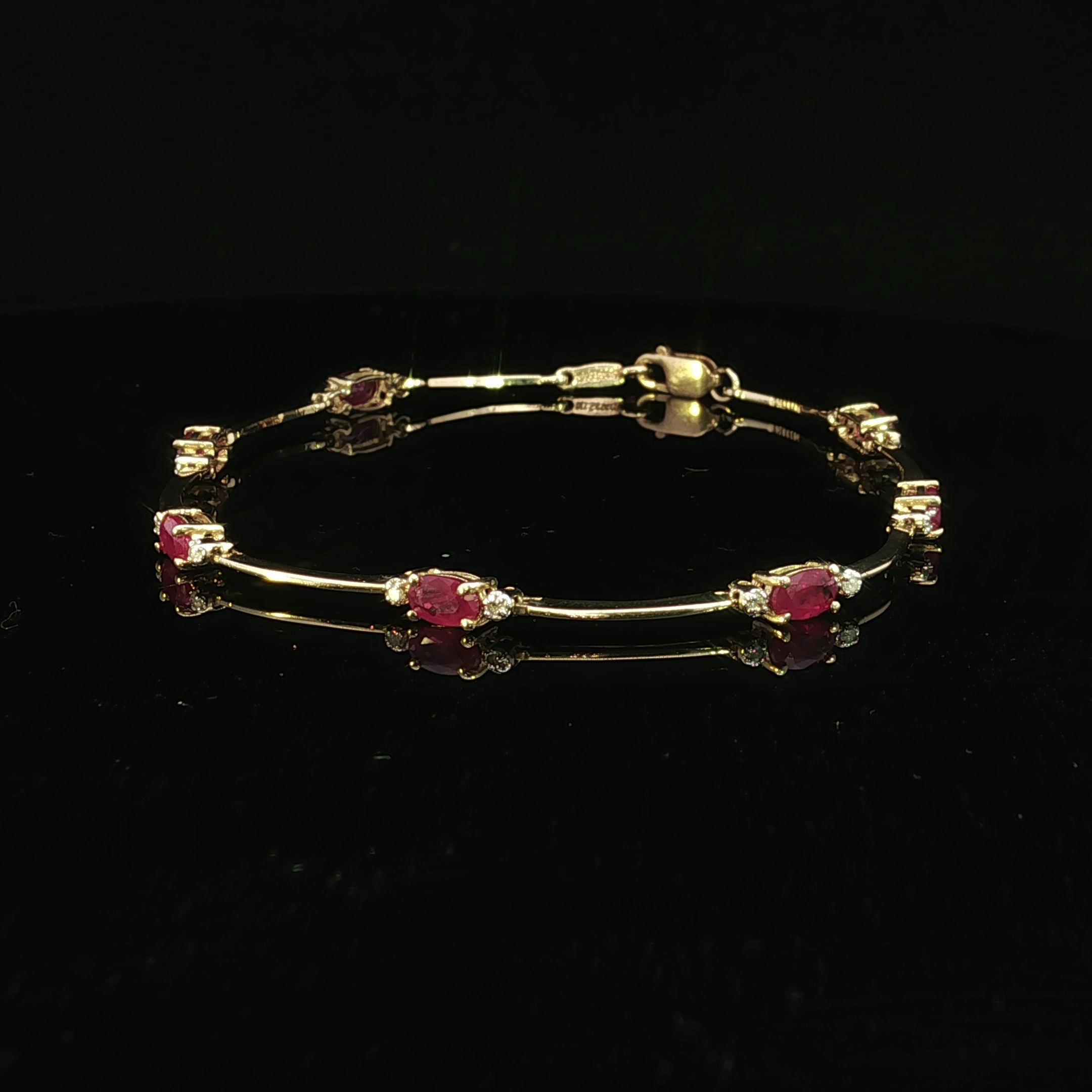 Nola 14K Yellow Gold 2.25CTW Oval Ruby and Diamond Bracelet