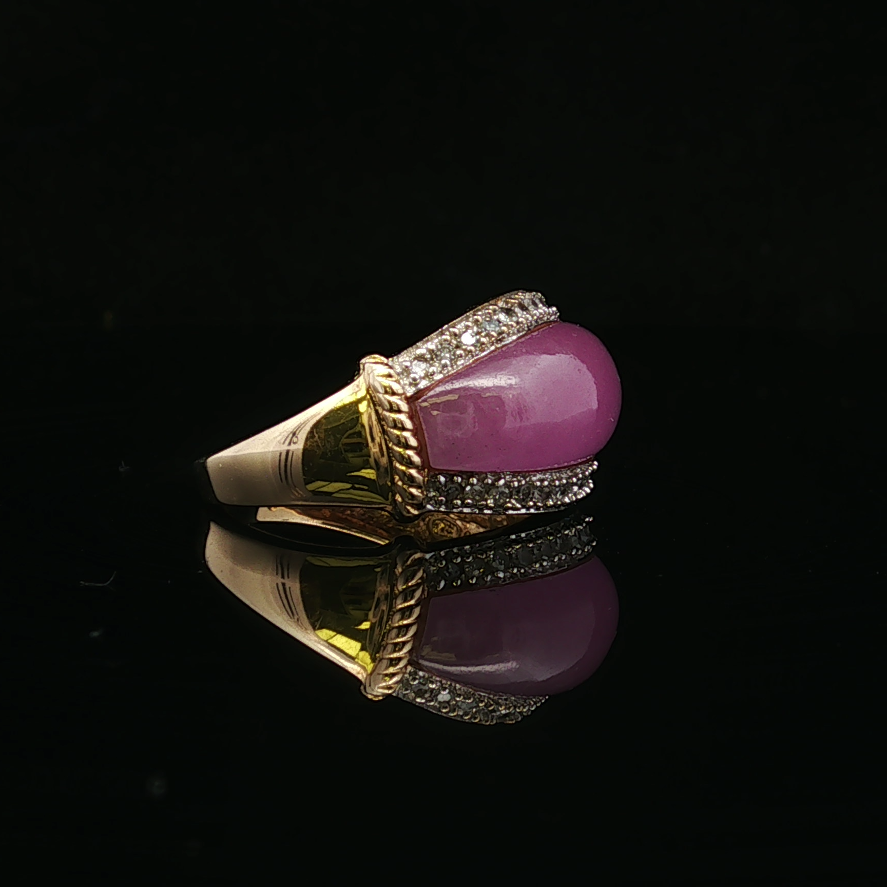 Adelaide Lavender Jadeite & Diamond Ring – 14K