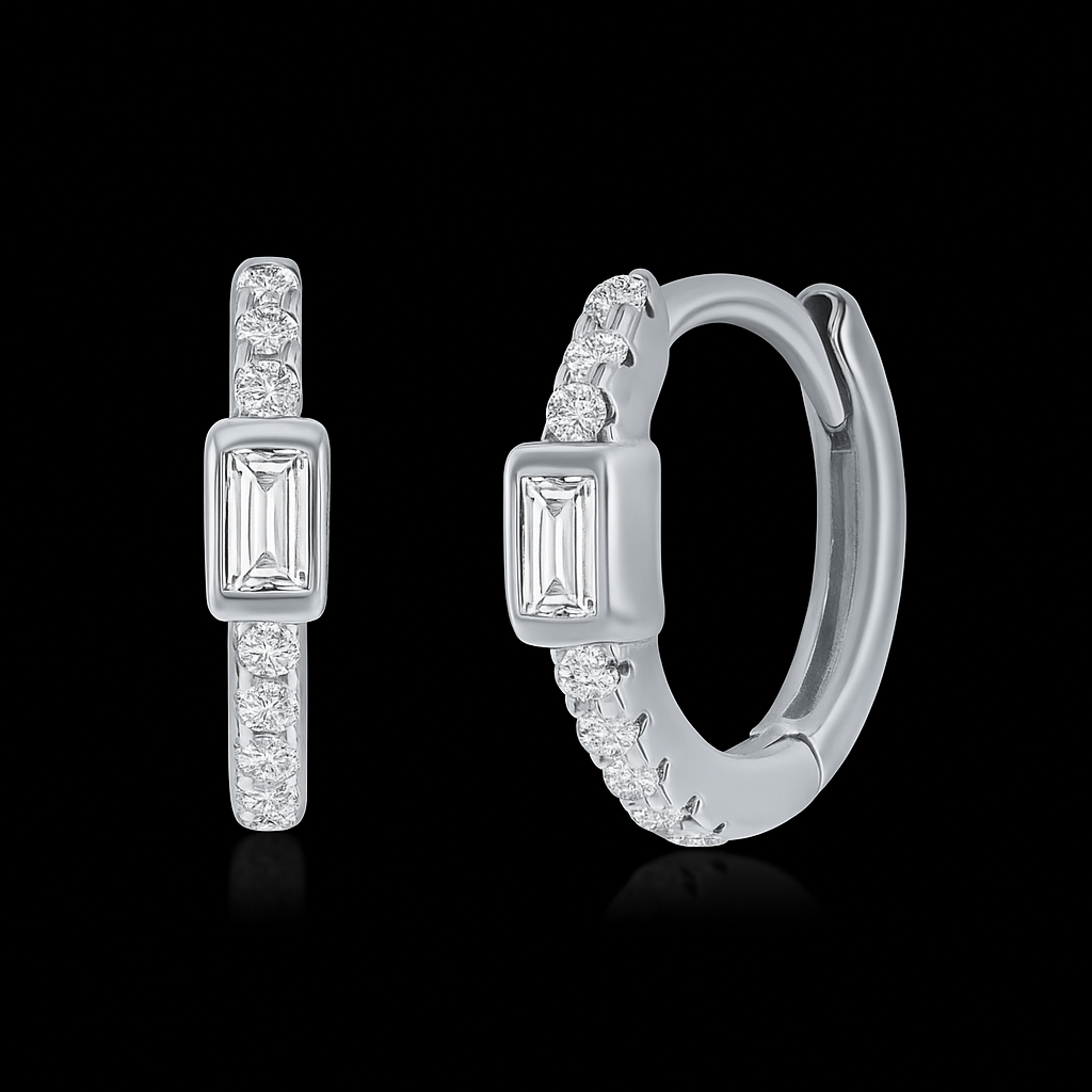 Sterling Silver CZ Huggie Earrings