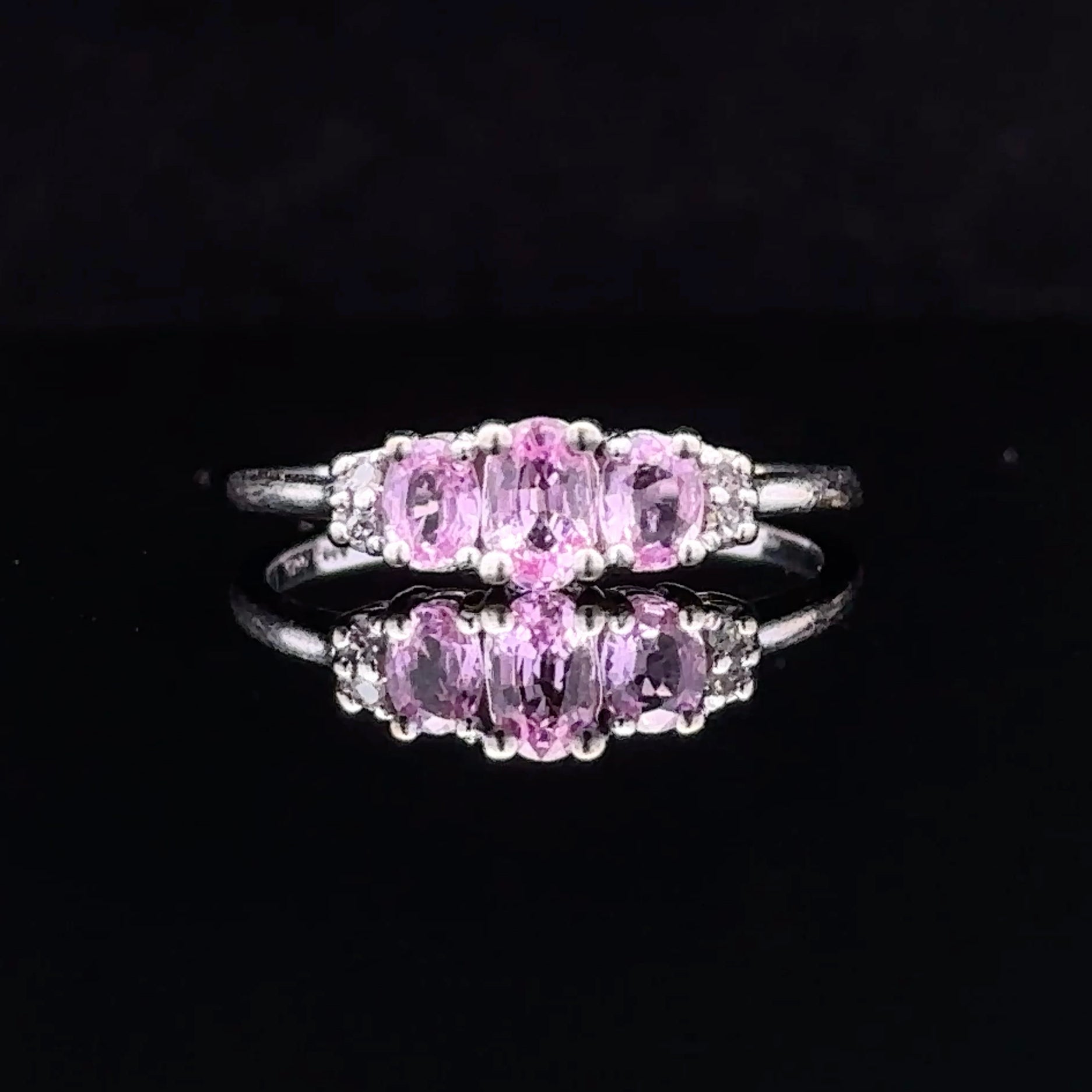 Everly 10K White Gold Oval Pink Sapphire and Diamond Ring