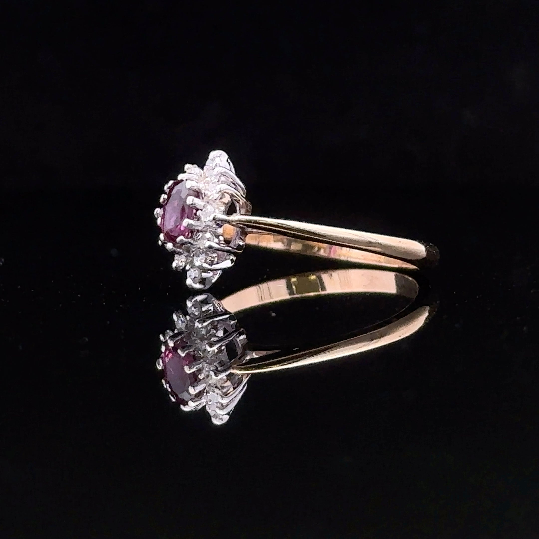 Mila Yellow 14K Halo Ring with Garnet and Diamonds
