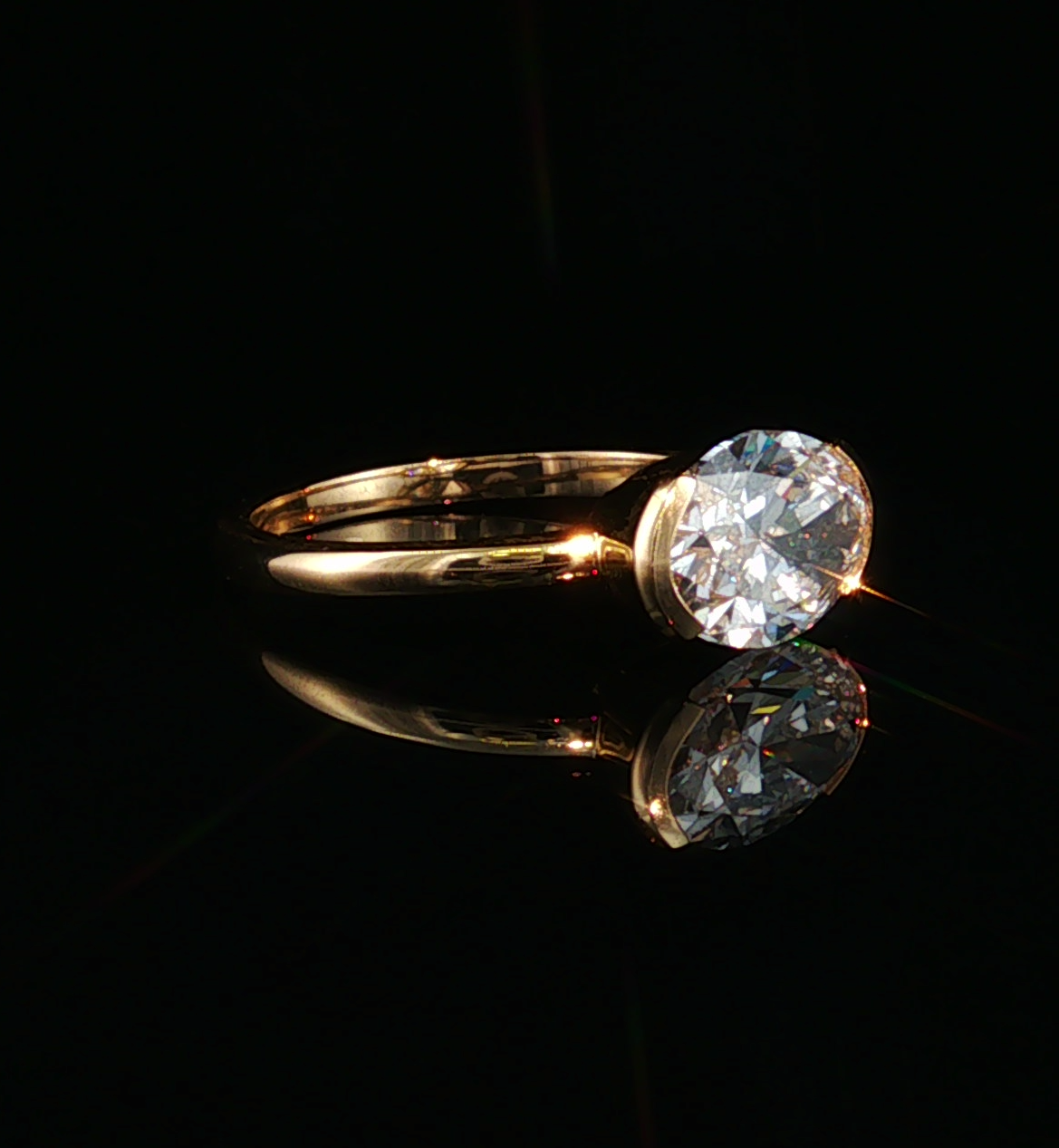 Nella 14K Yellow Gold 2CT East/West Oval Lab-Grown Diamond Ring