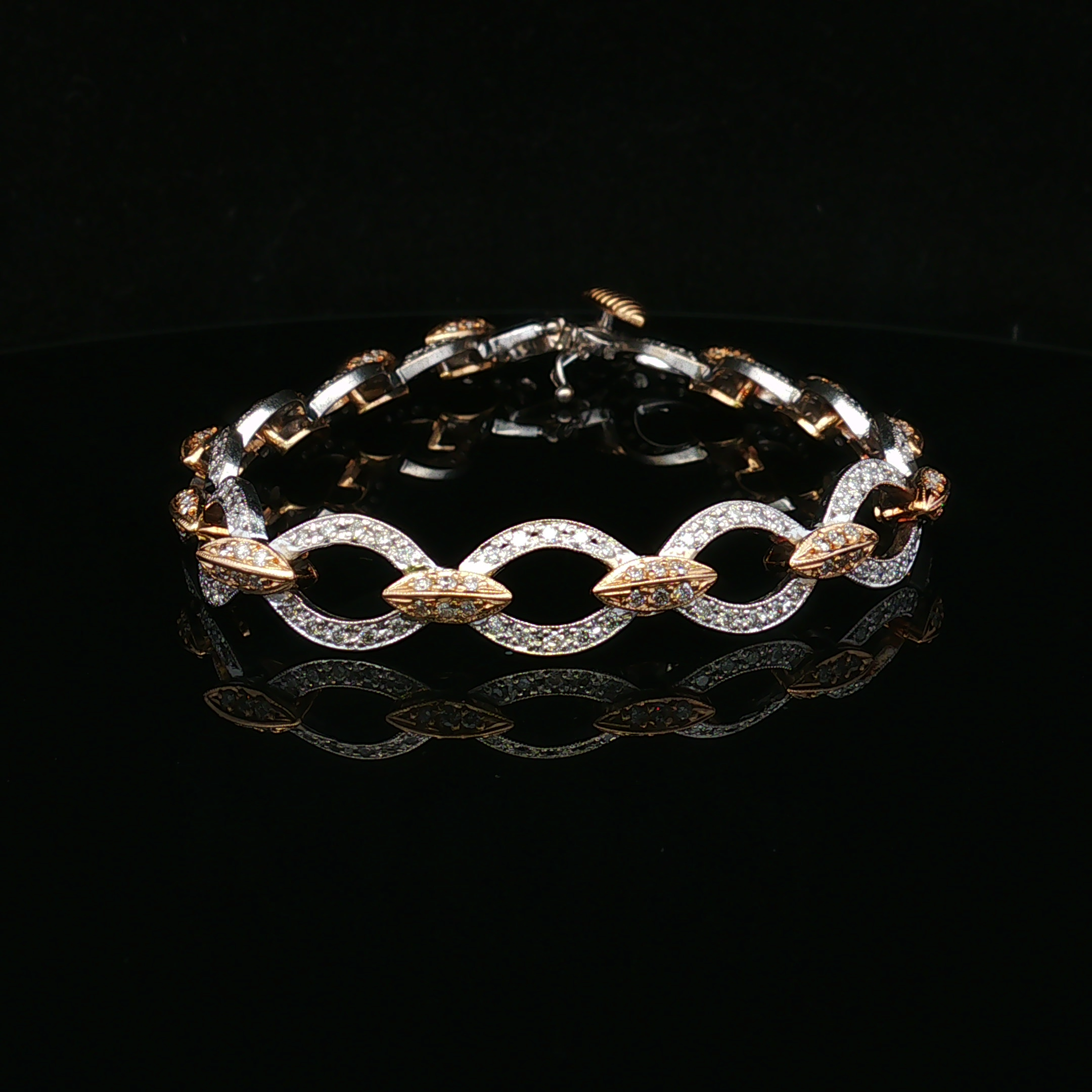 Zinnia 14K Two Tone 2 CTW Diamond Oval Link Bracelet