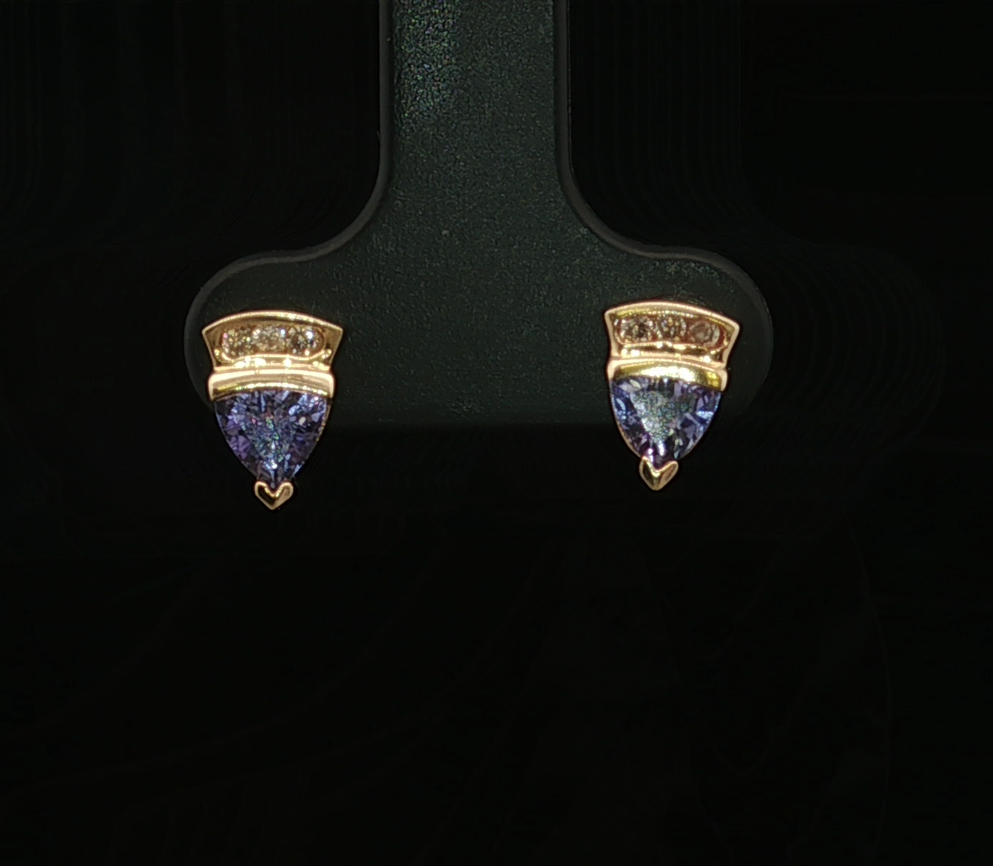 14K Yellow Gold Tanzanite and Diamond Stud Earrings