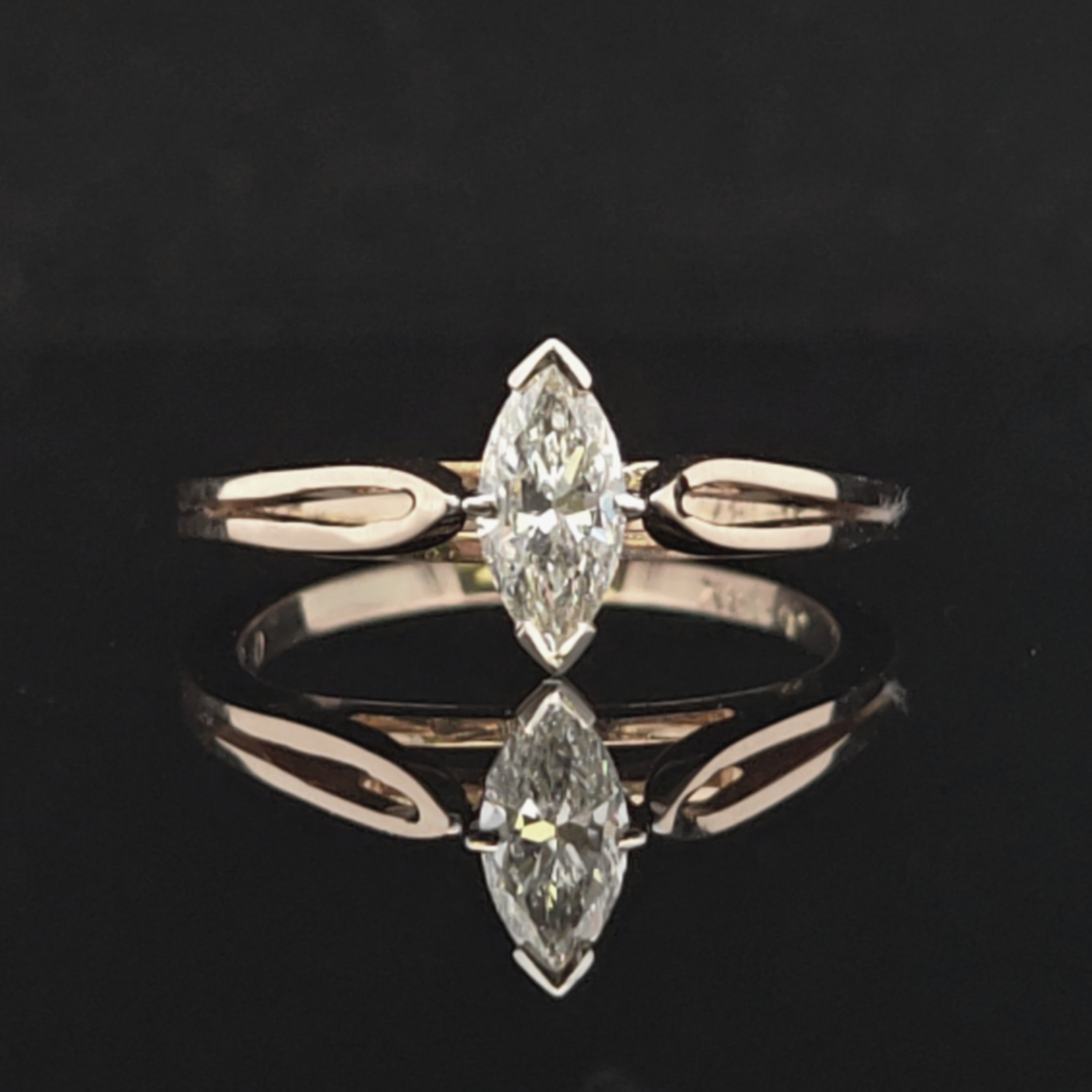 Elfie 18KY 1/2CT Marquise Diamond Engagement Ring