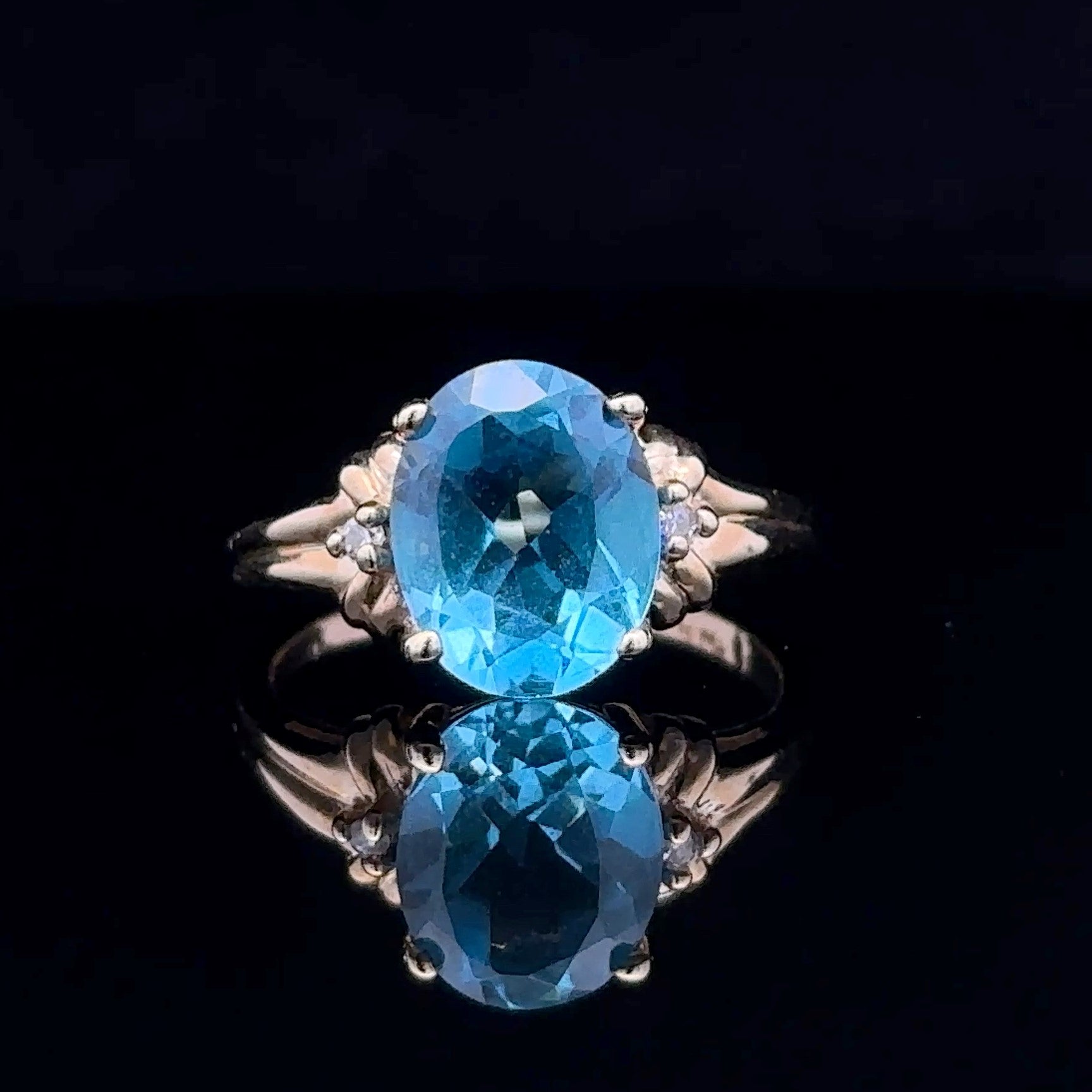 Alannah 10K Yellow Gold Blue Topaz Ring, Size 5.5