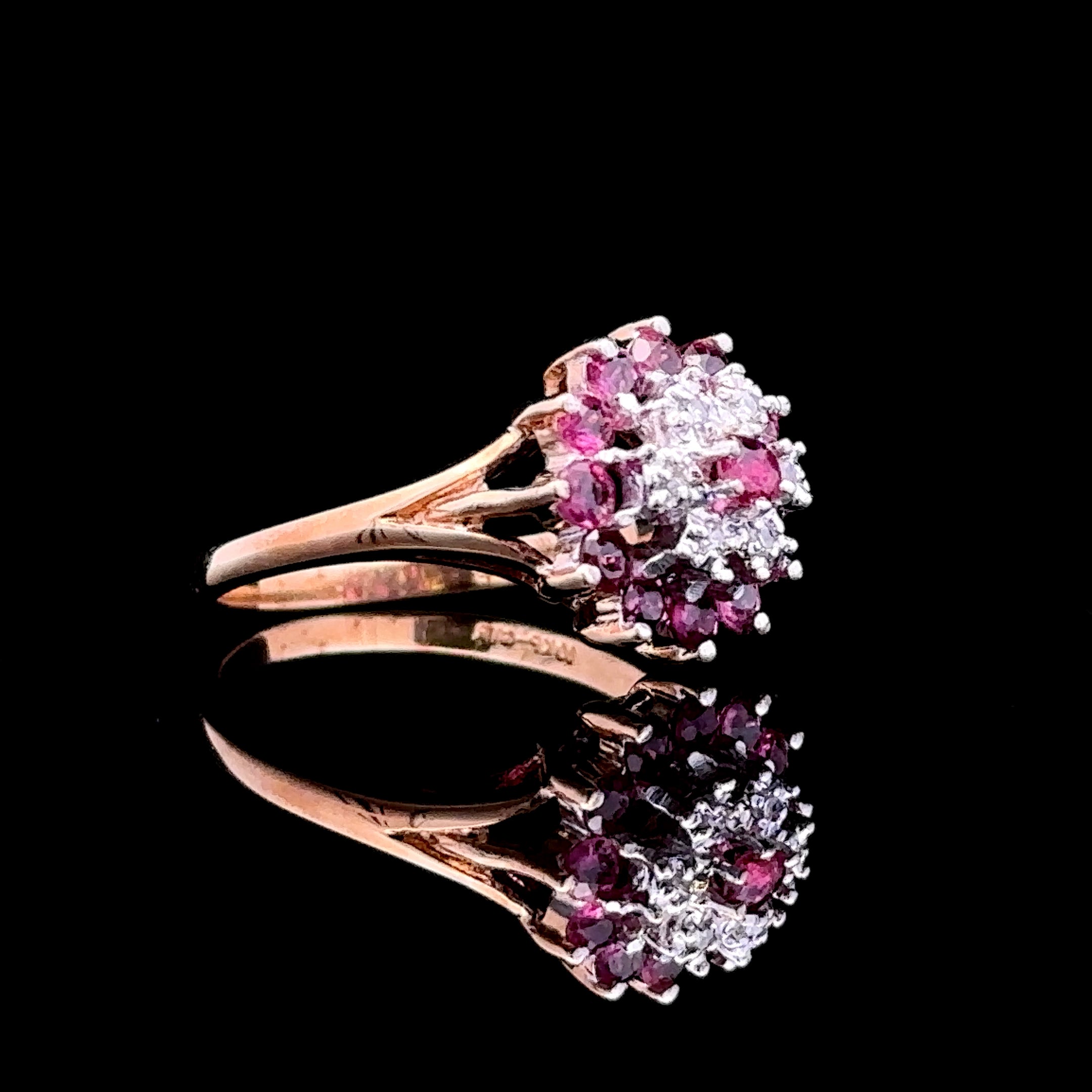 Judith 10K Yellow Gold Ruby and Diamond Flower Ring