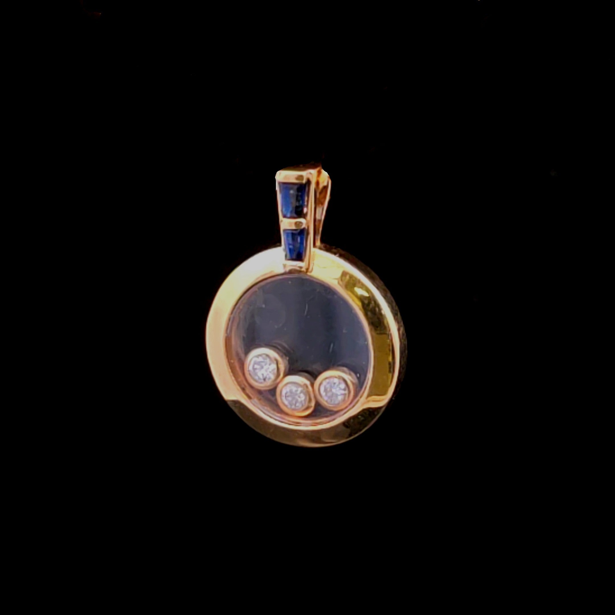 Selah 18KY Diamond and Sapphire Glass Pendant