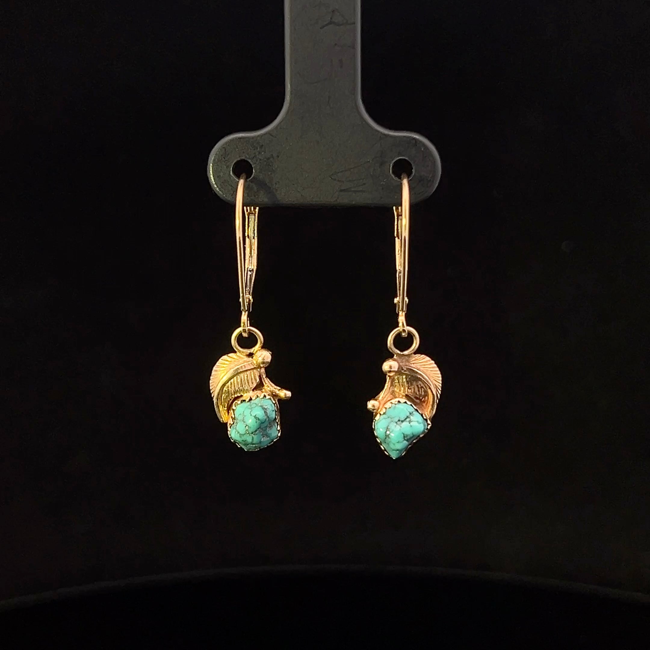 Cecilia 14KY Turquoise Nugget Dangle Earrings