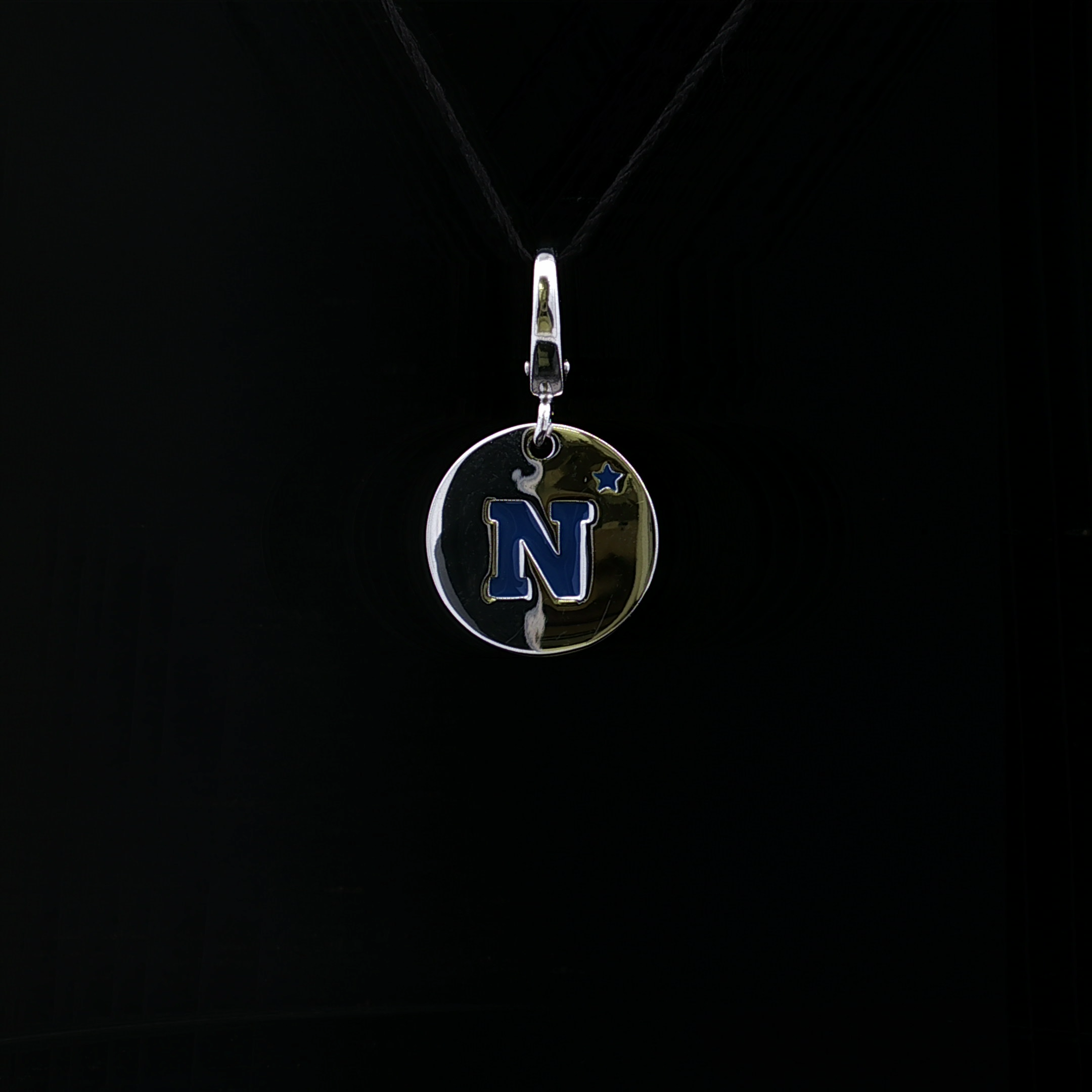 Silver Polished SS Navy "N" Charm with Lobster Clasp