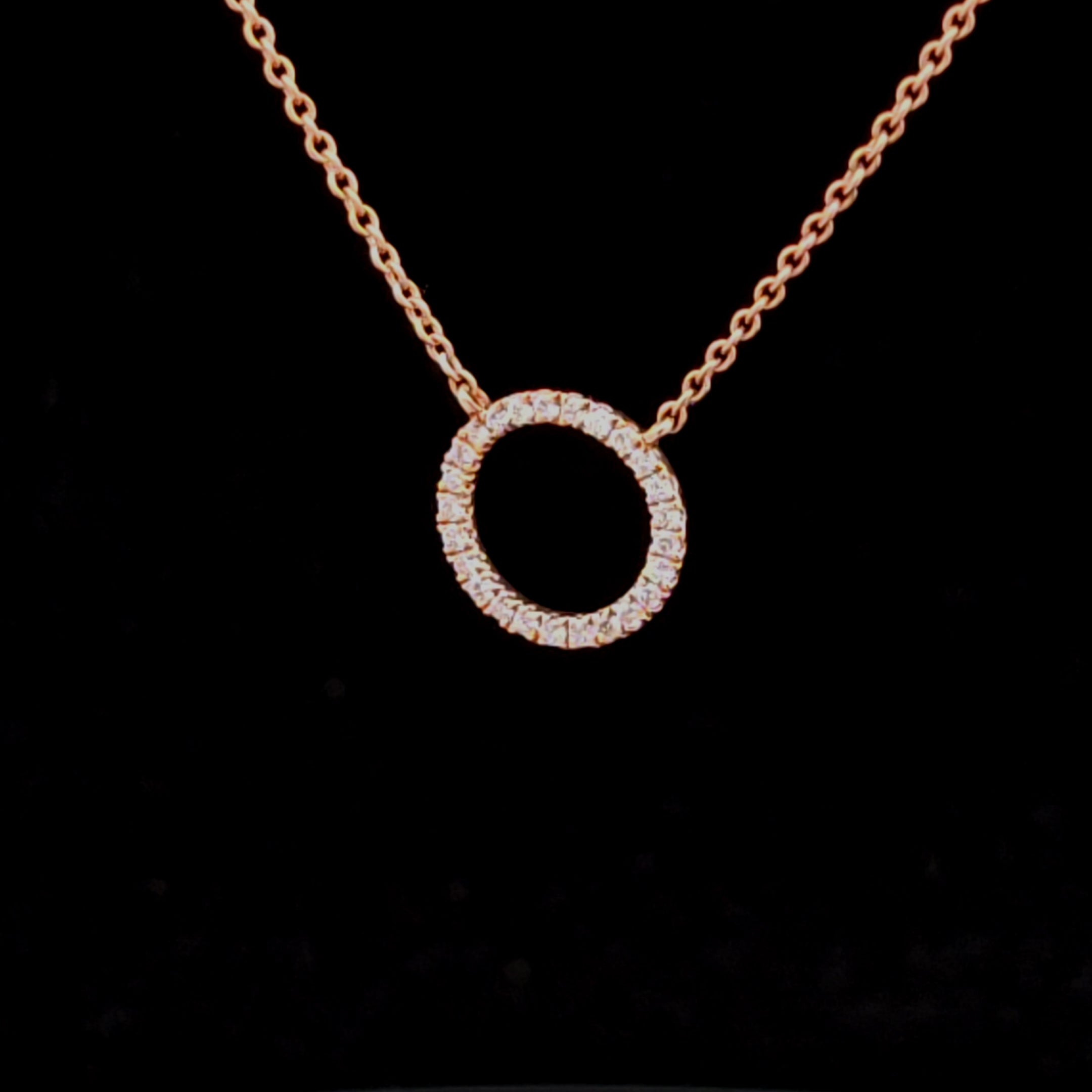 Mellie 18K Rose Gold Open Circle Diamond Pendant