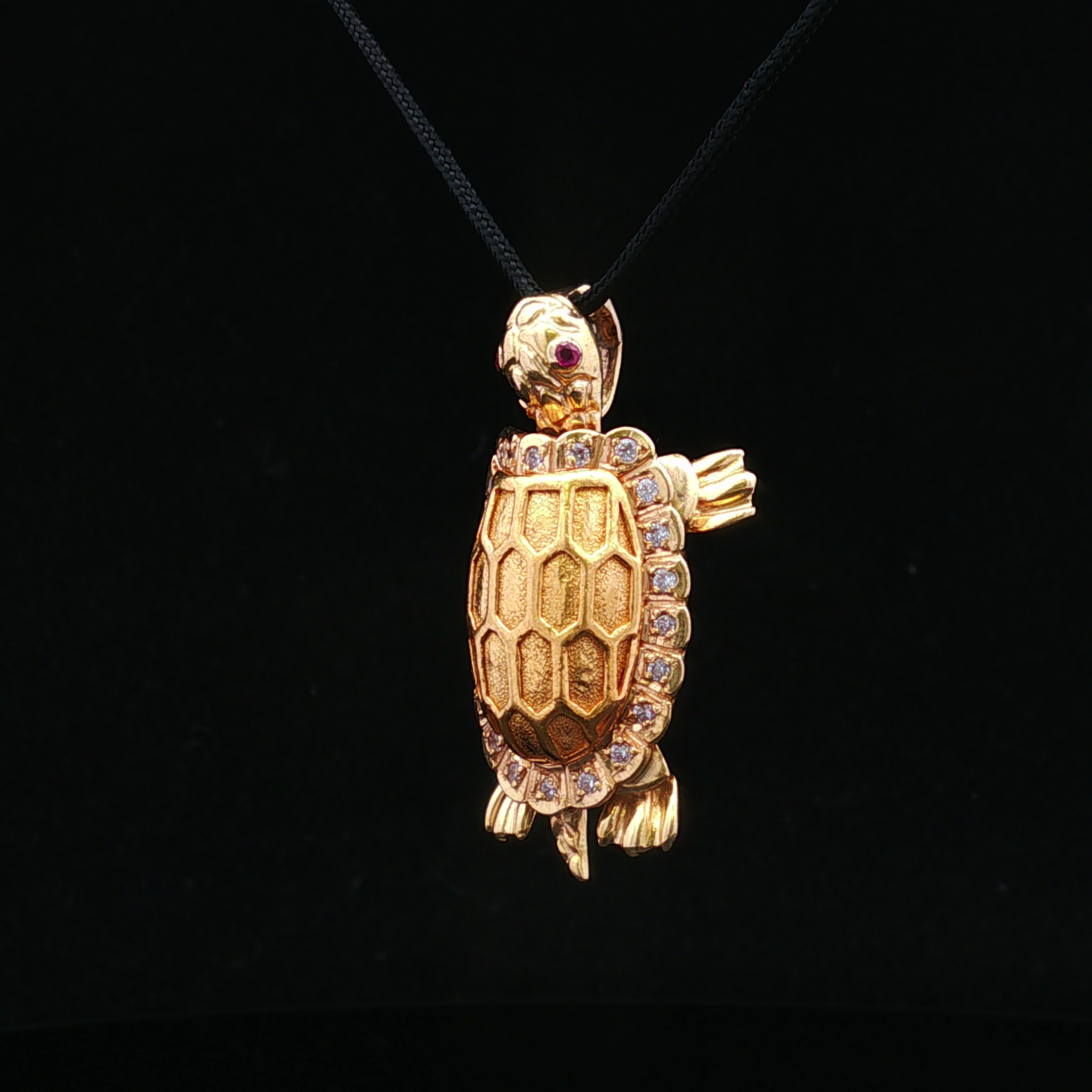 Almeda Diamond & Ruby Turtle Pendant