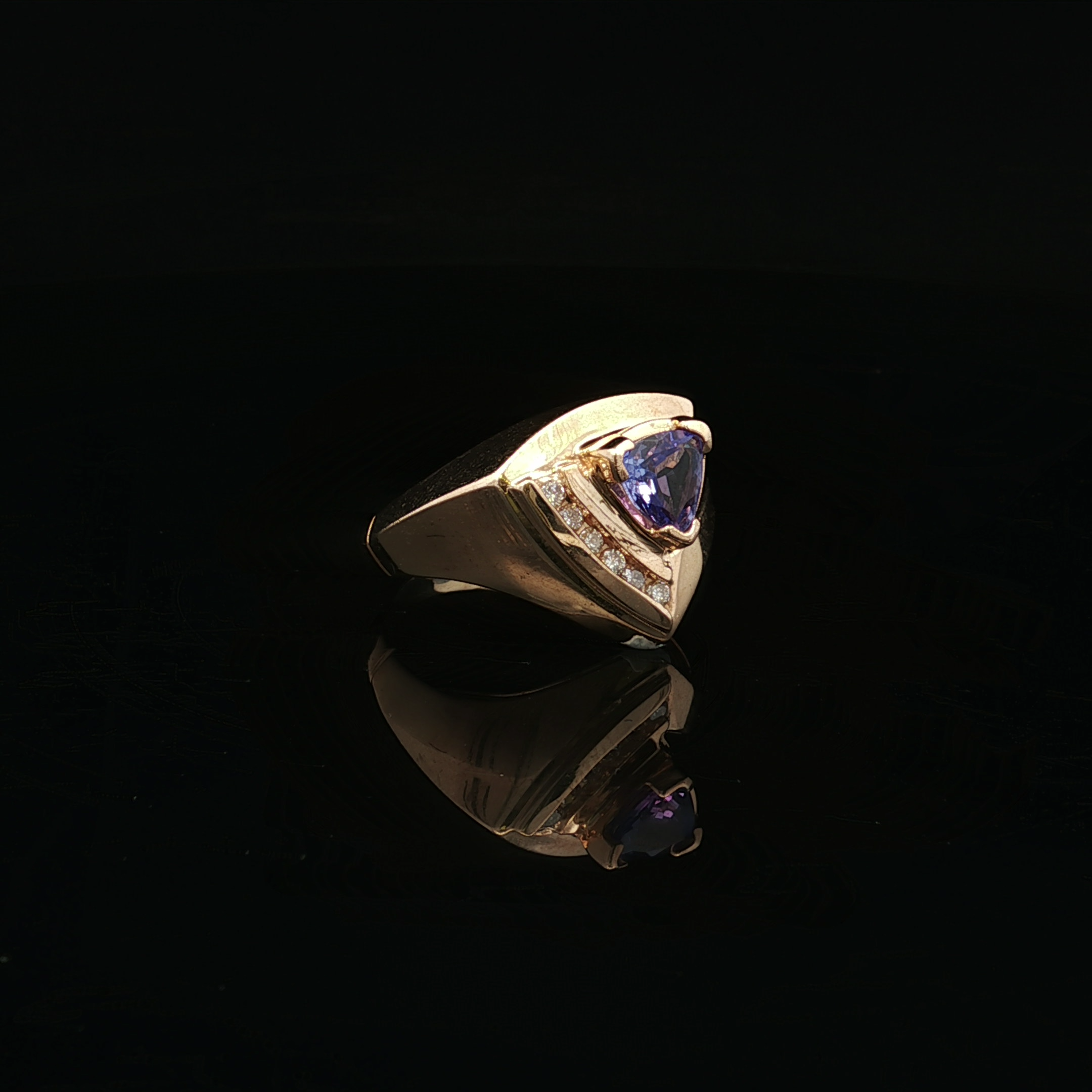Braylee 14KY .45 CT Trillion Tanzanite & .09 Diamond Ring