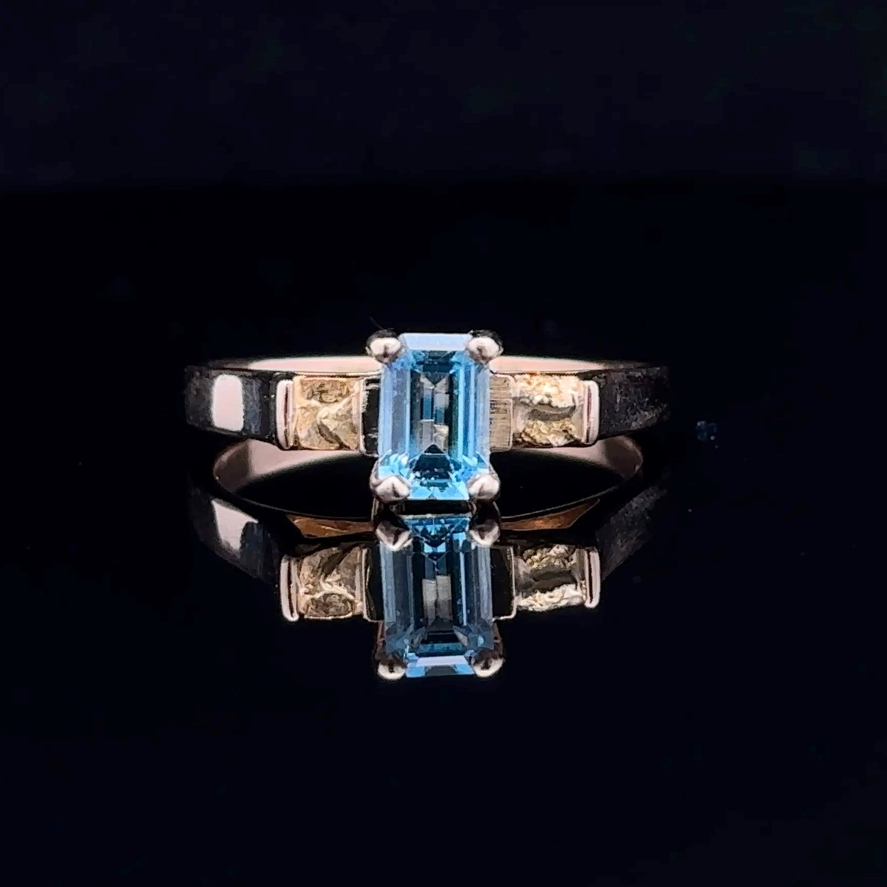 Madison 14K Yellow Gold Emerald-Cut Blue Topaz Ring, Size 6.5