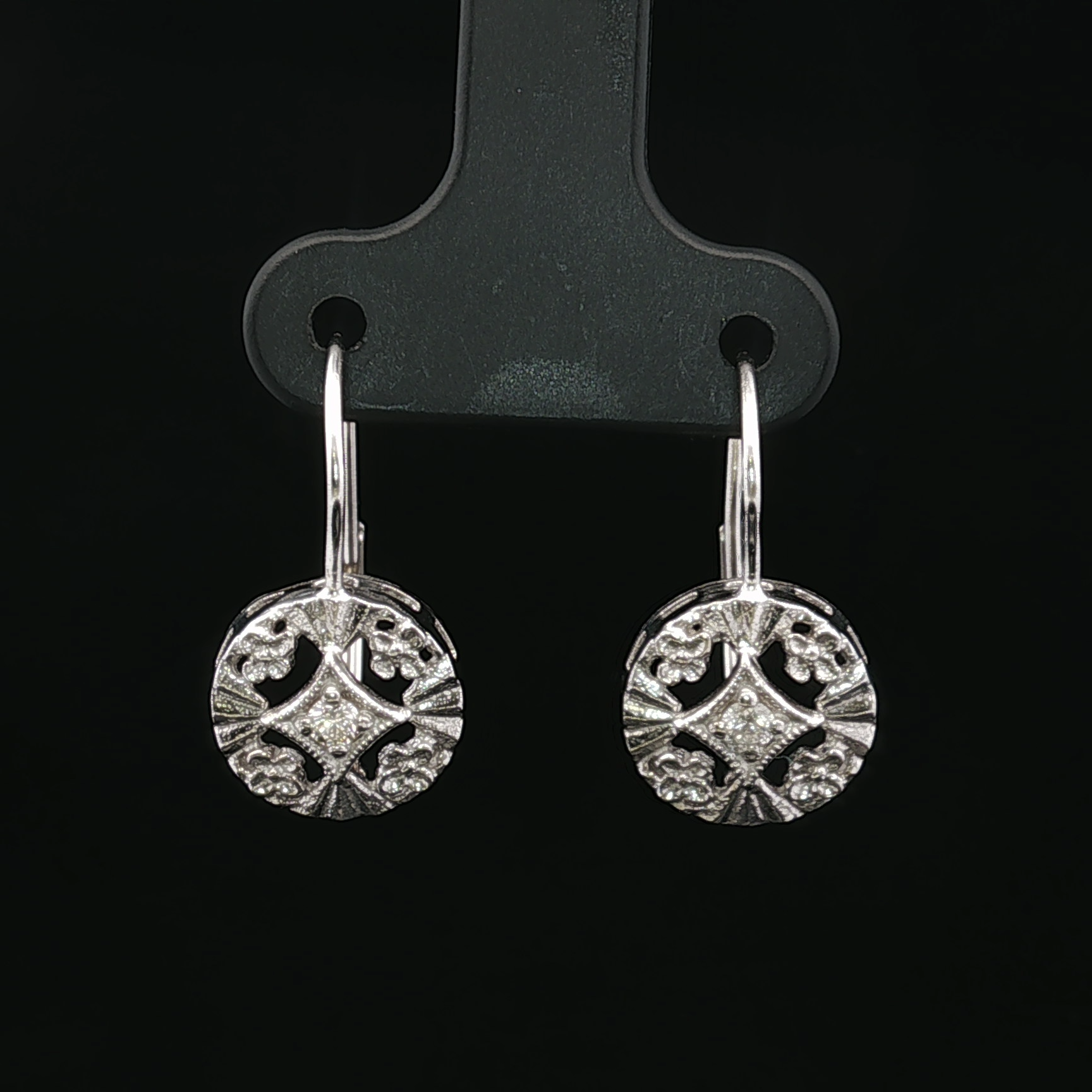 Elinor 14K White Gold Textured Dangle Earrings