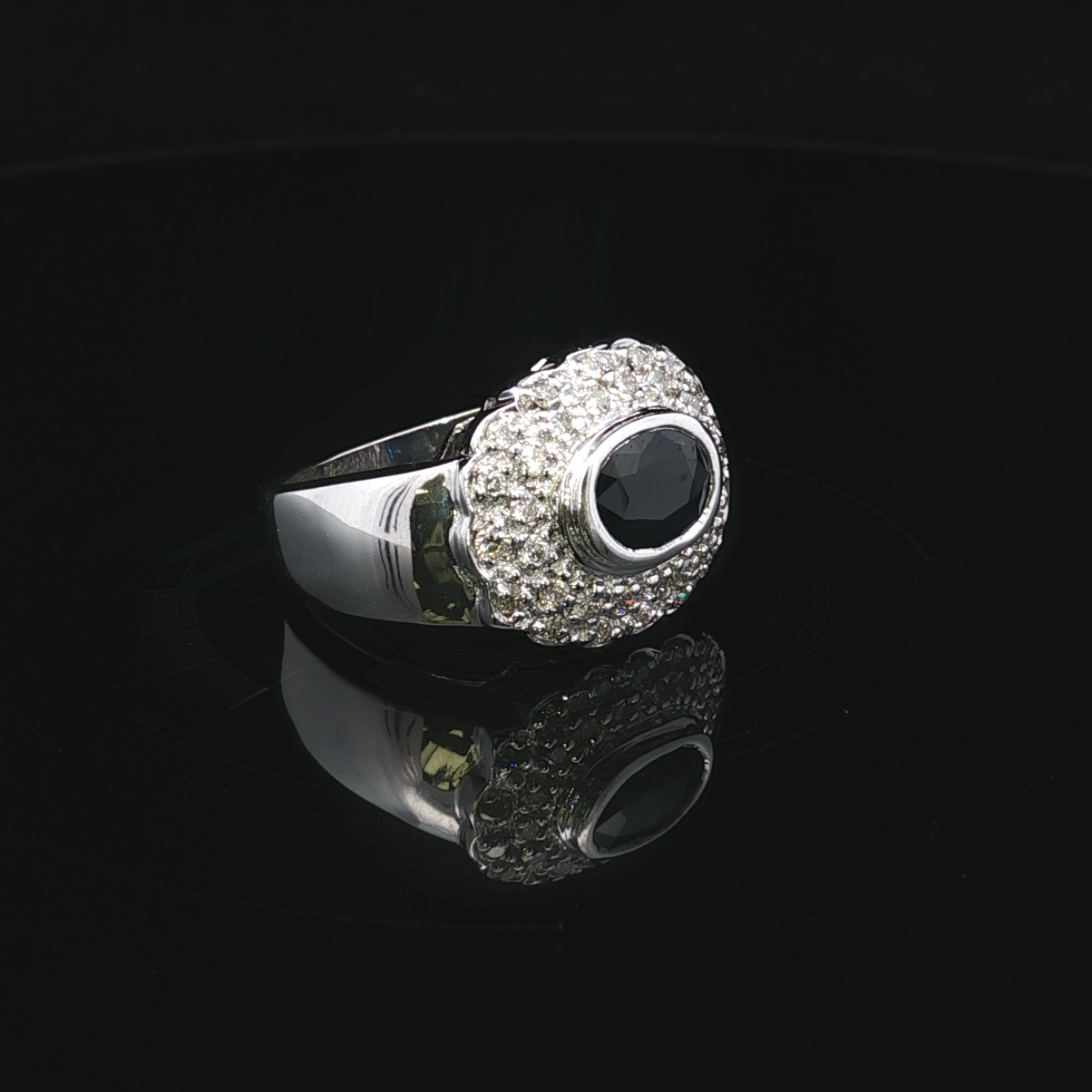 Linda 14K White Gold Sapphire Ring with Diamond Halo