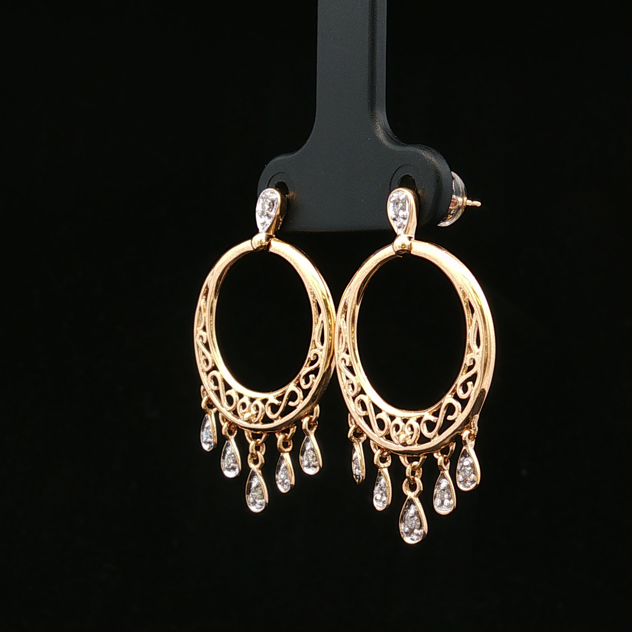 Maple 14K Two-Tone Diamond Dangle Hoop Earrings