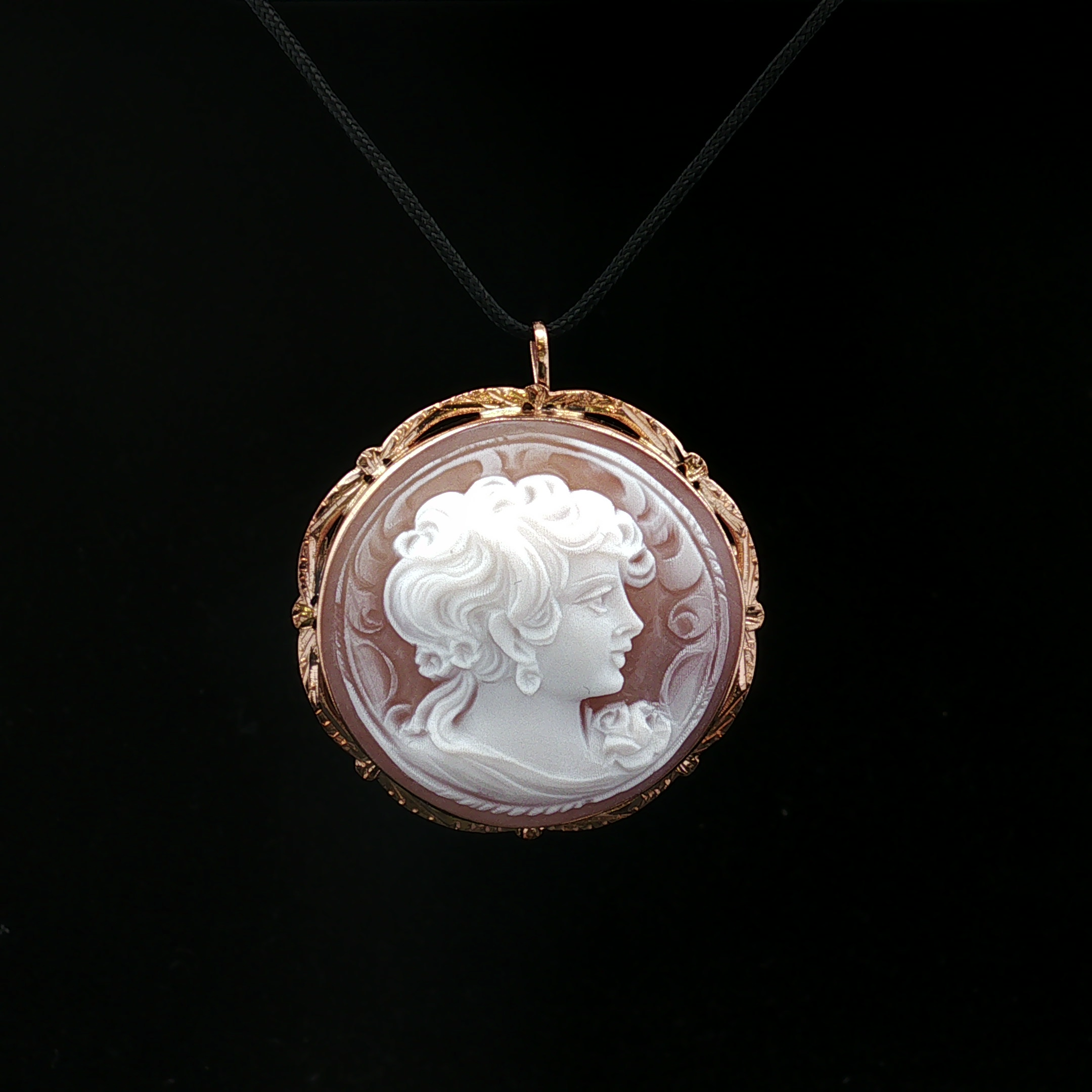 Paulina 14K Yellow Gold Cameo Pin Pendant