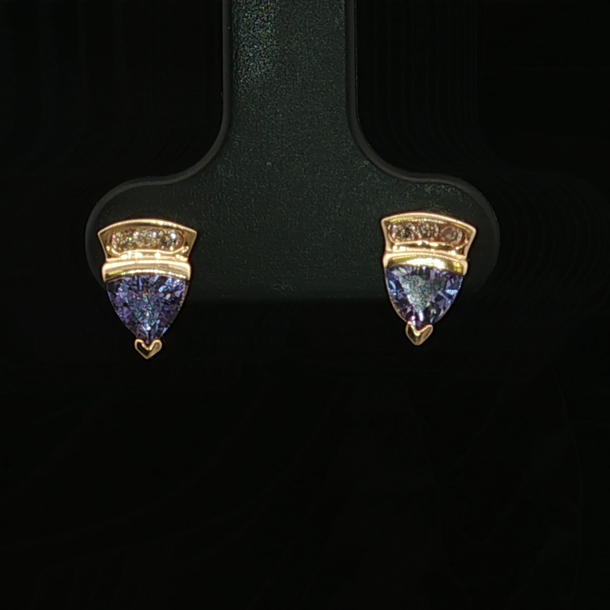 14K Yellow Gold Tanzanite and Diamond Stud Earrings