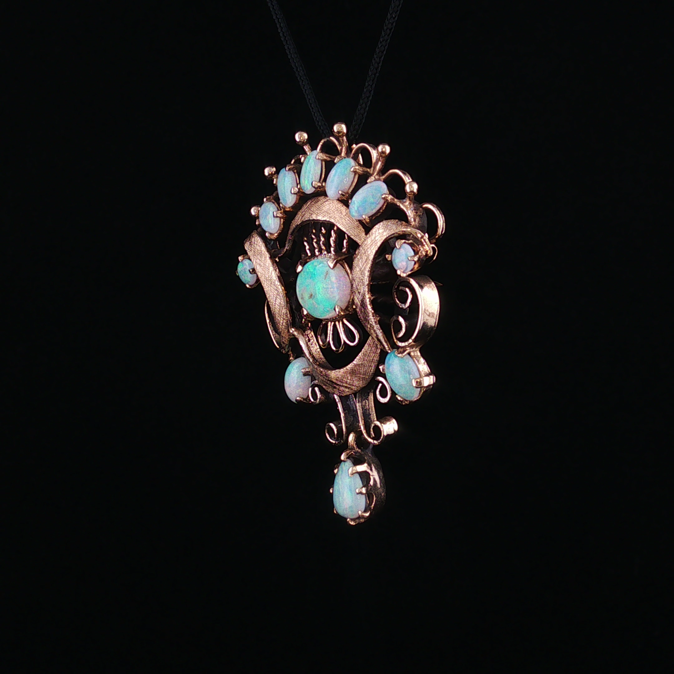Fern 14K Antique Opal Pin Pendant