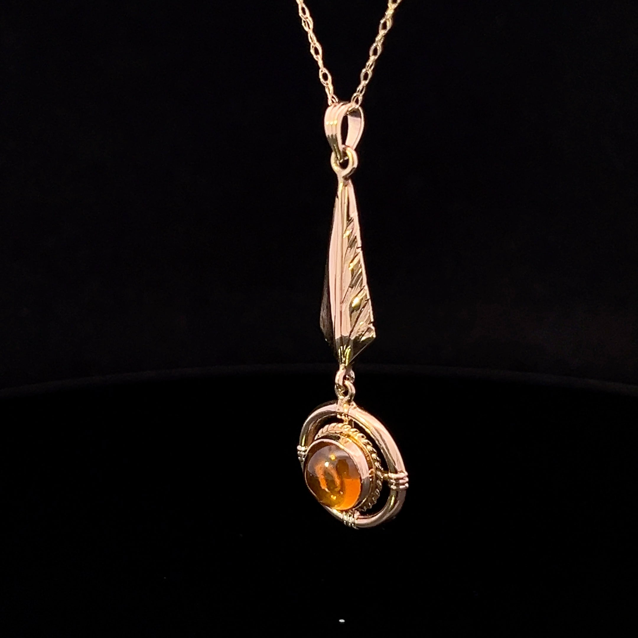 Whitney 10K Yellow Gold Round Amber Drop Necklace