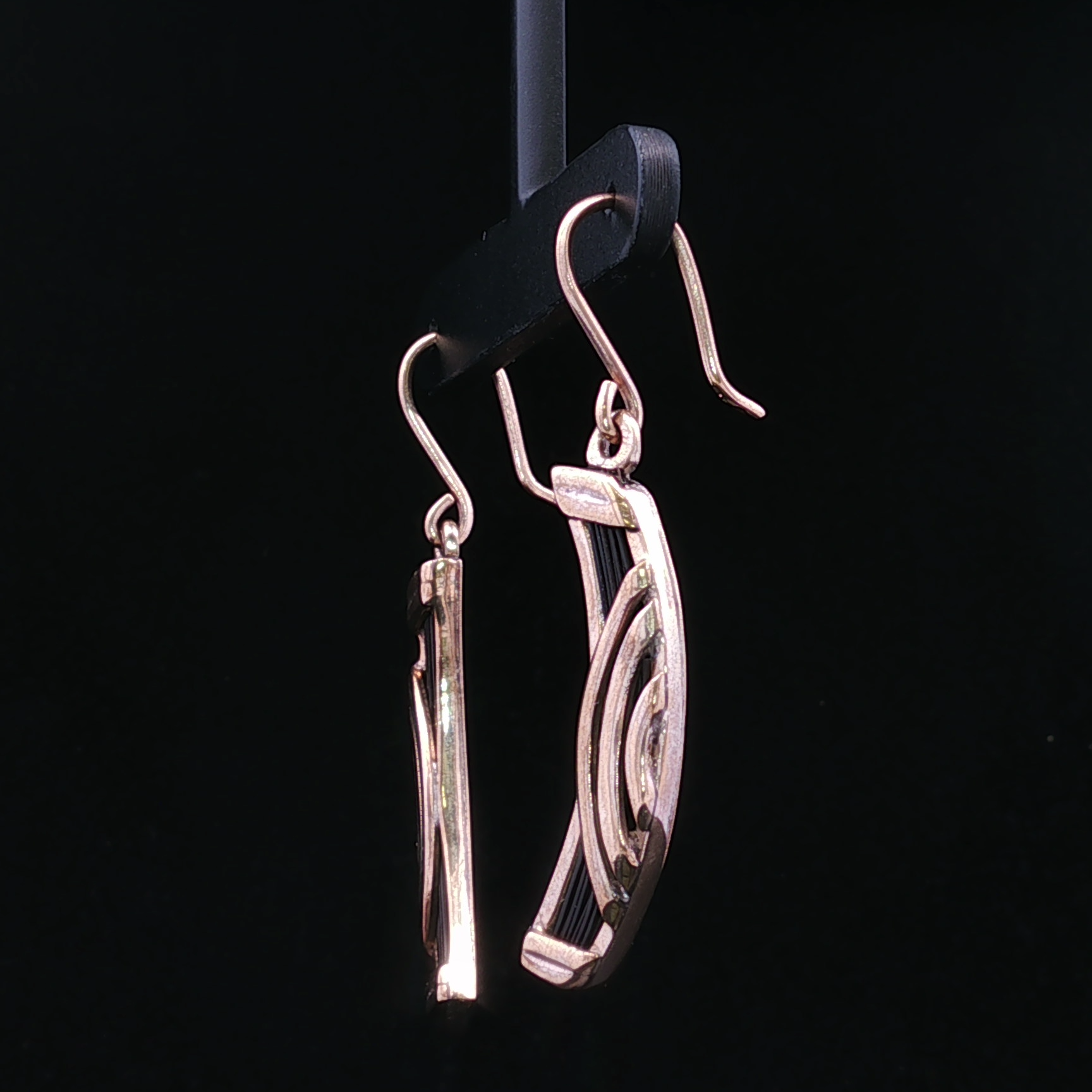 Onyx Wave Yellow 10K Dangle Earrings