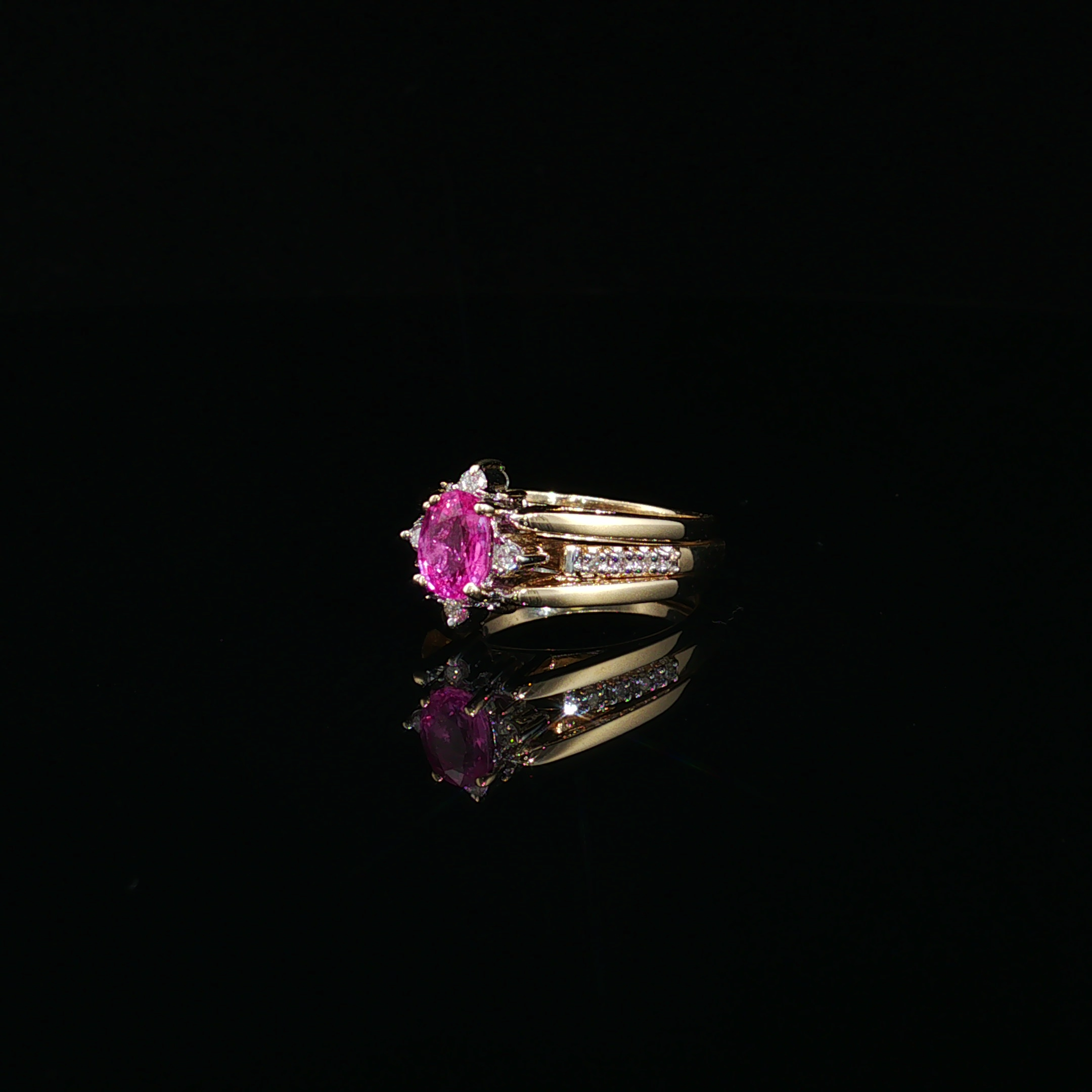 Bryony 14K Two-Tone Pink Sapphire & Diamond Ring Set