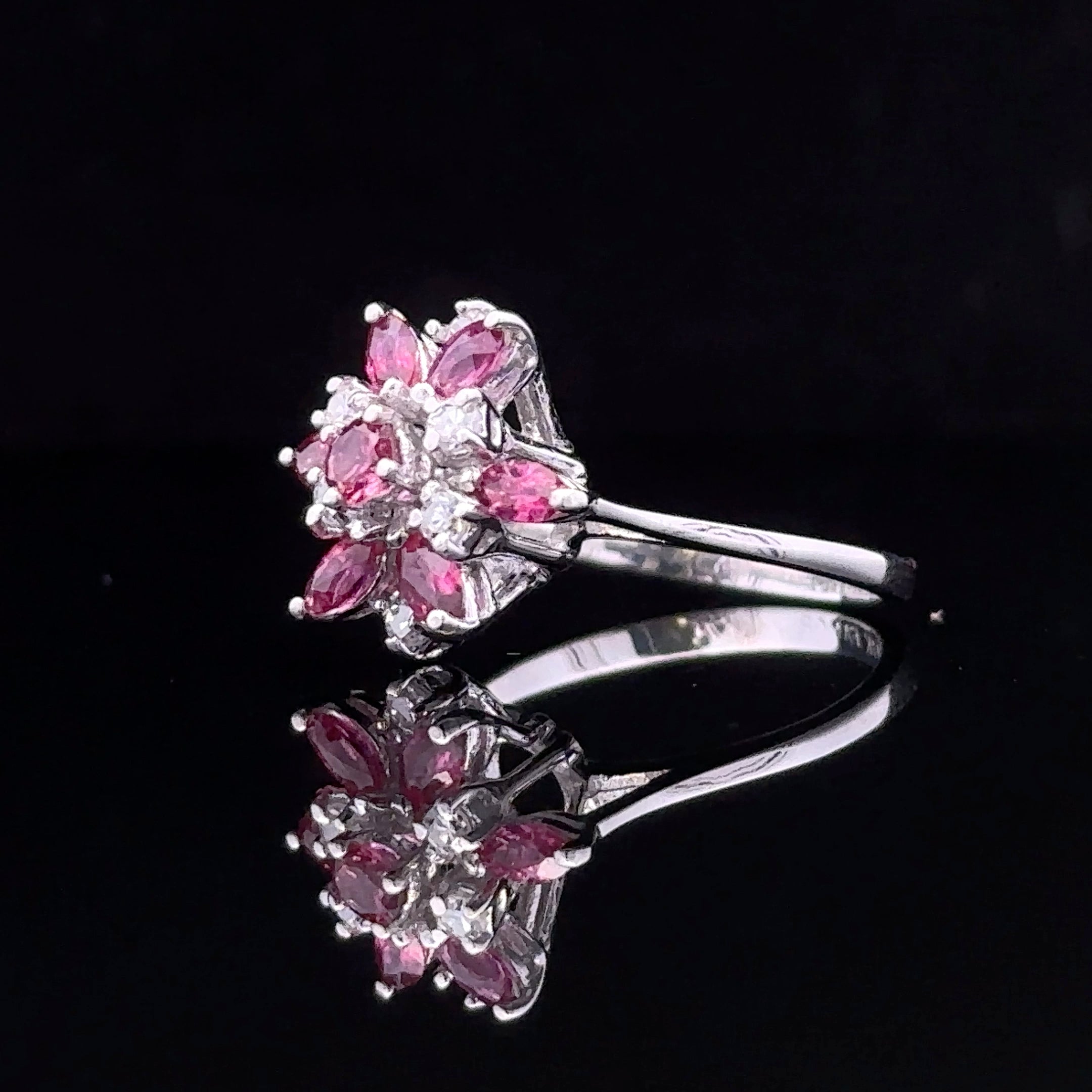 Kelly White 14K Artisan Ring with Marquise Ruby and Diamond