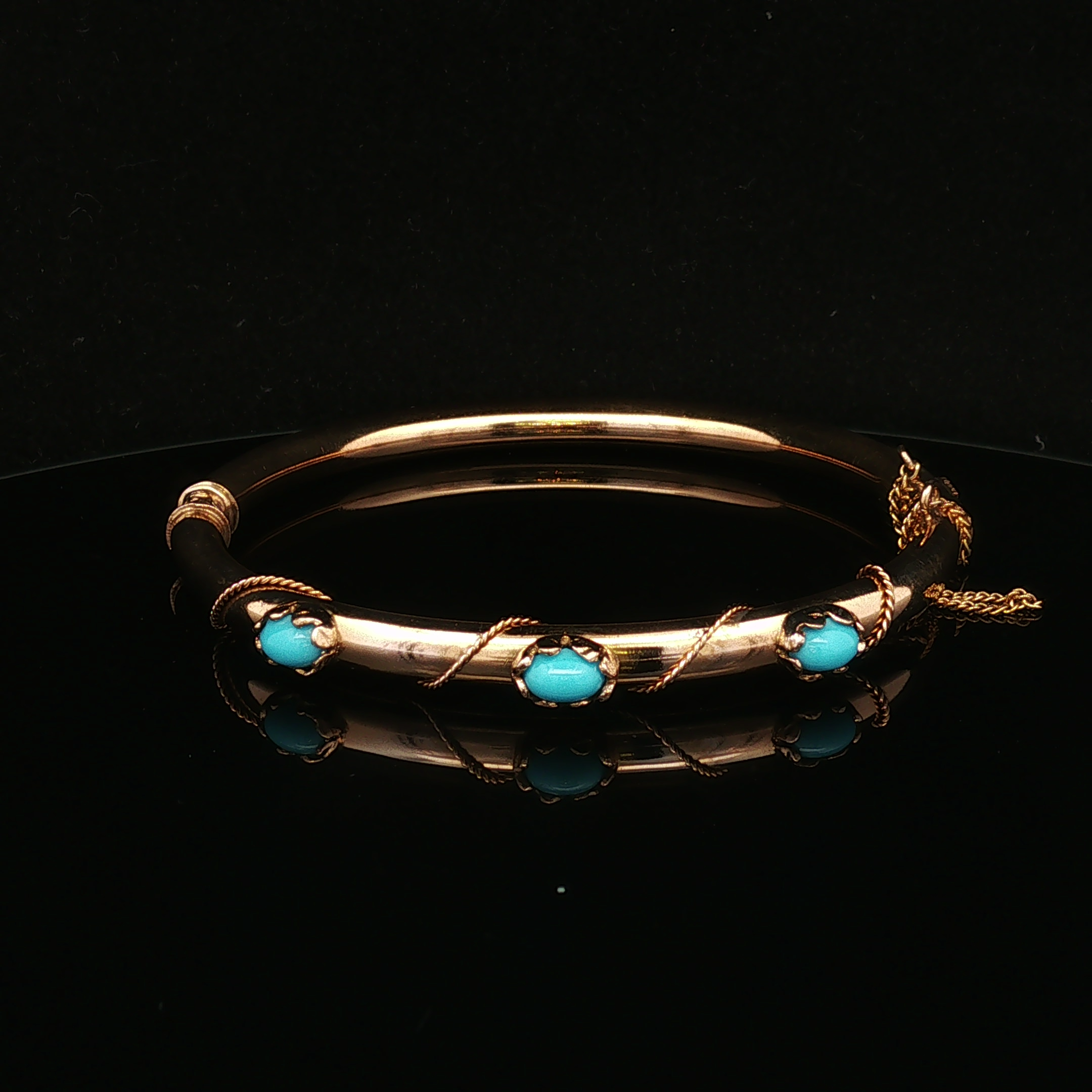 Kaialyn 14K Yellow Gold Turquoise Bangle Bracelet