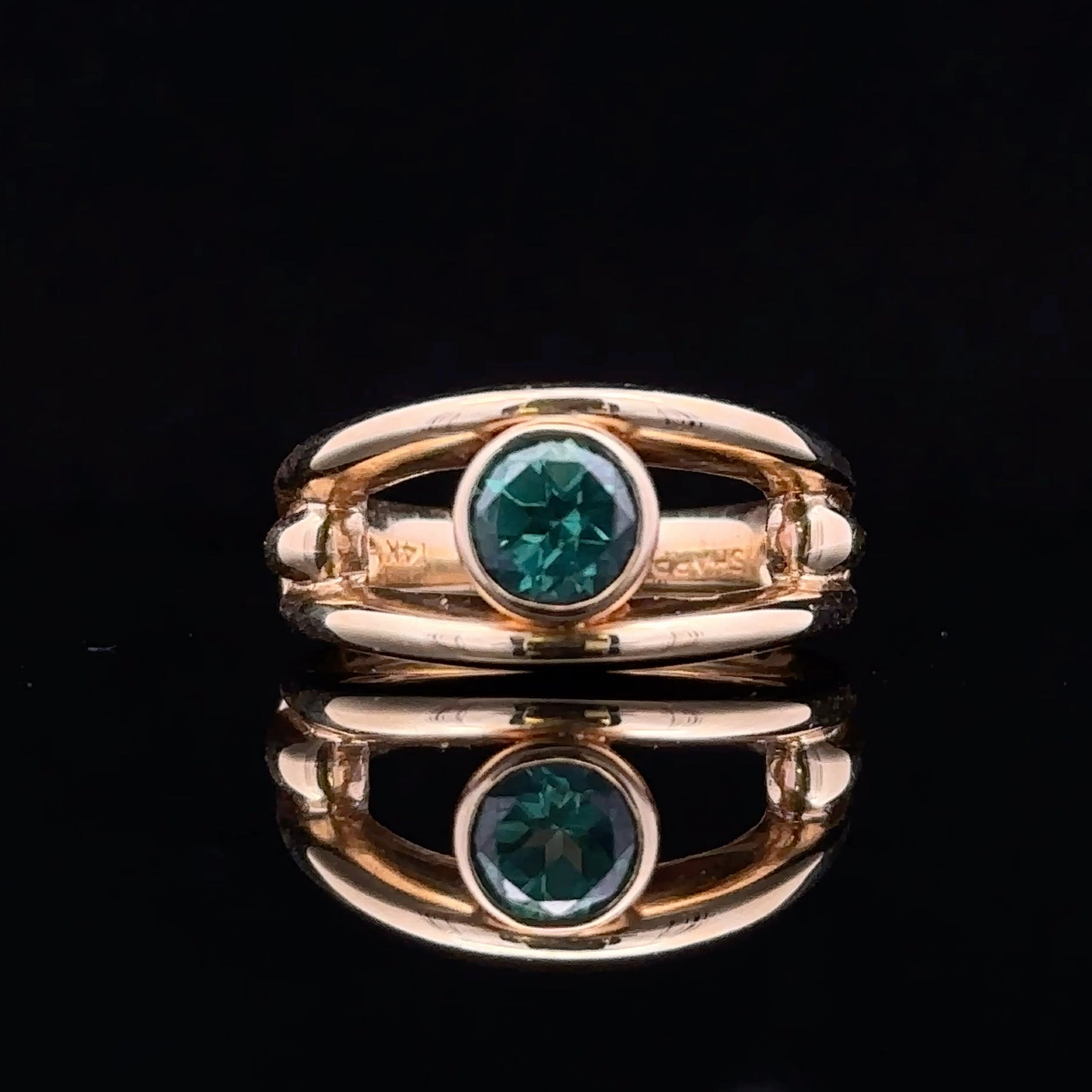 Kehlani Yellow 14K Gold Contemporary Ring with Bluish Green Topaz