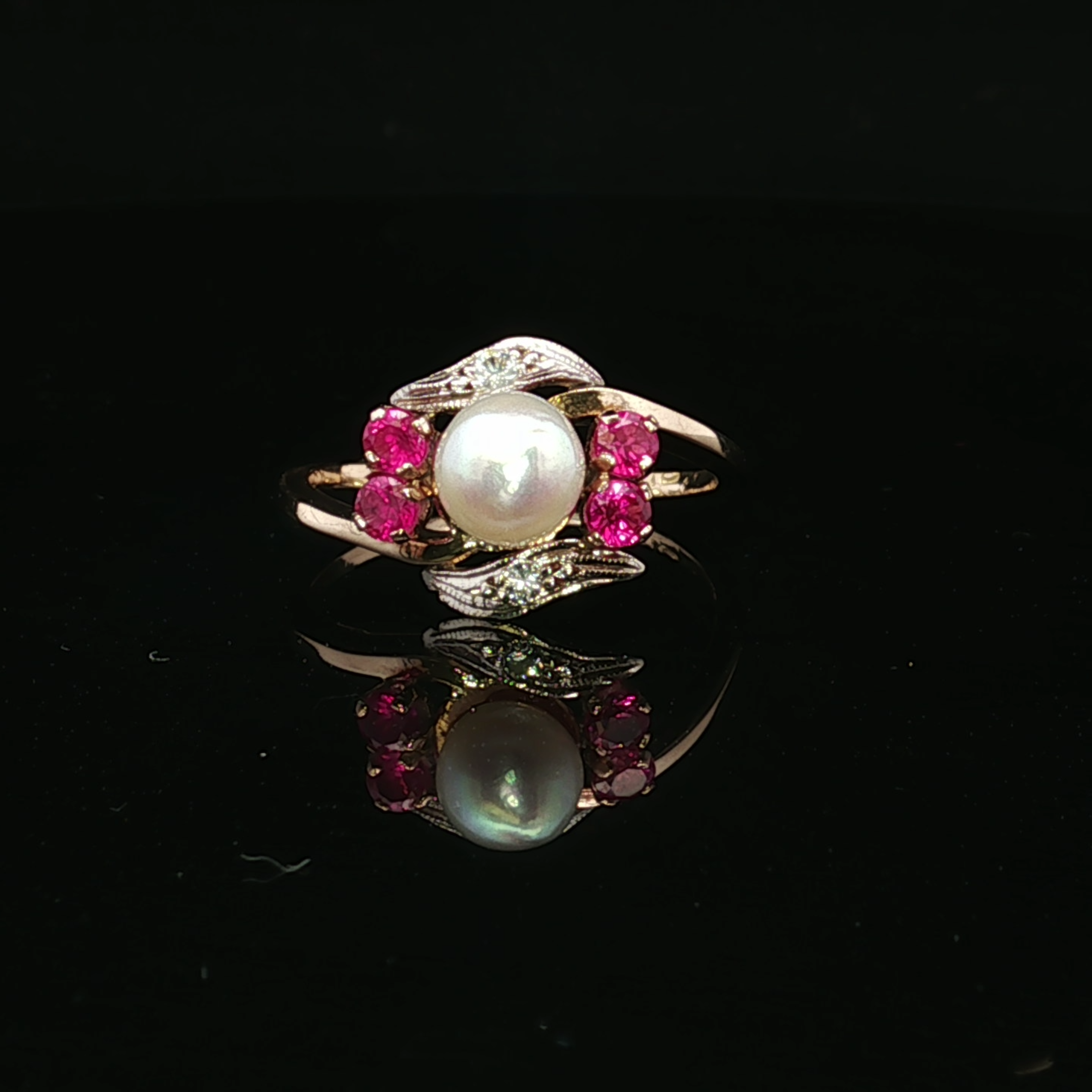 Mariah 18K Yellow Gold Pearl Pendant with Rubies & Diamonds