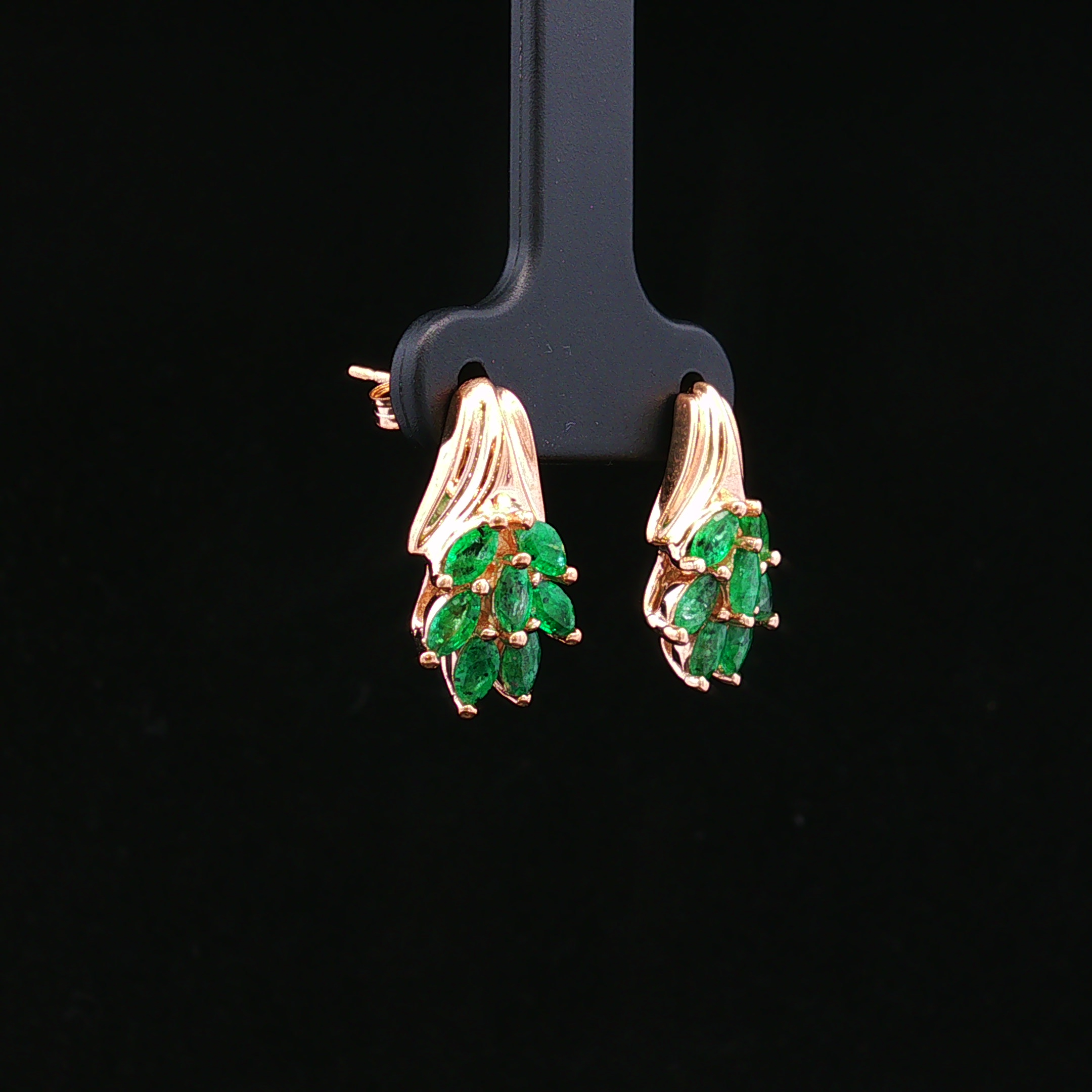 Maribelia 14KY 1.40 CTW Marquise Emerald Earrings
