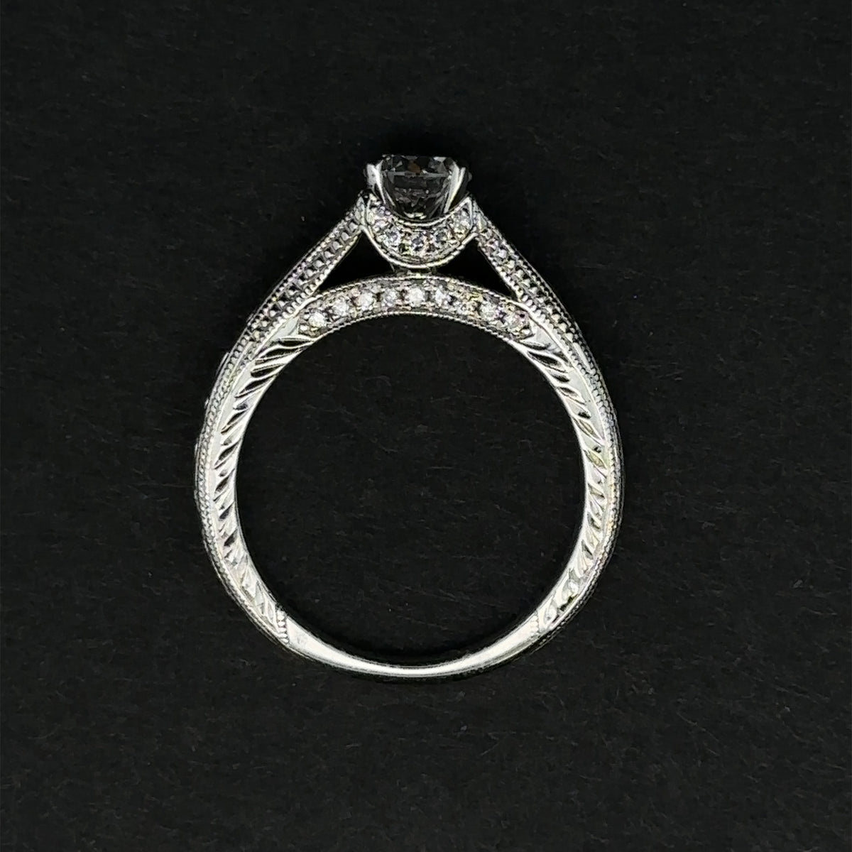 Scarlett 14k White Gold Filigree Diamond Engagement Ring