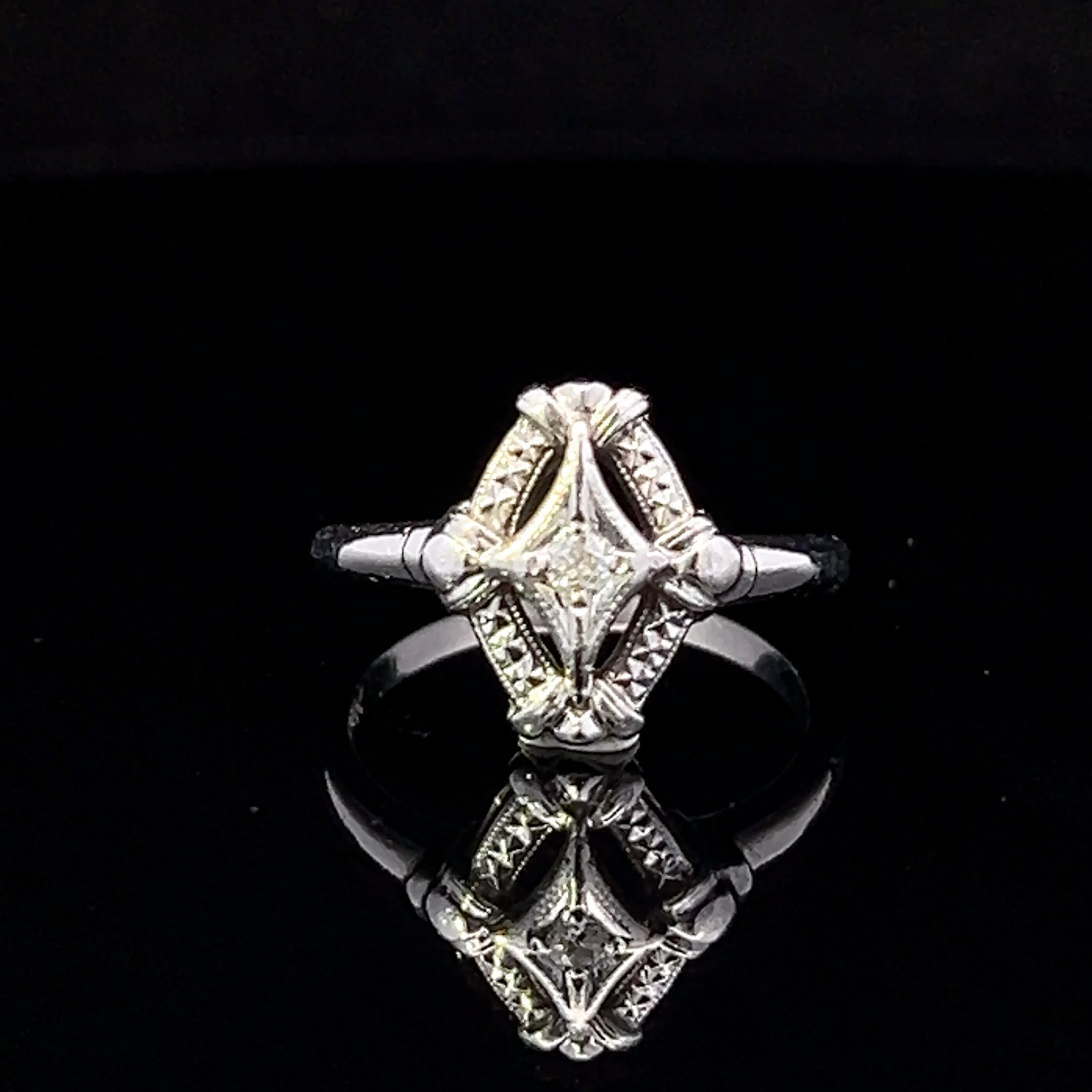 Sandra 14K White Gold Kite-Shaped Diamond Ring